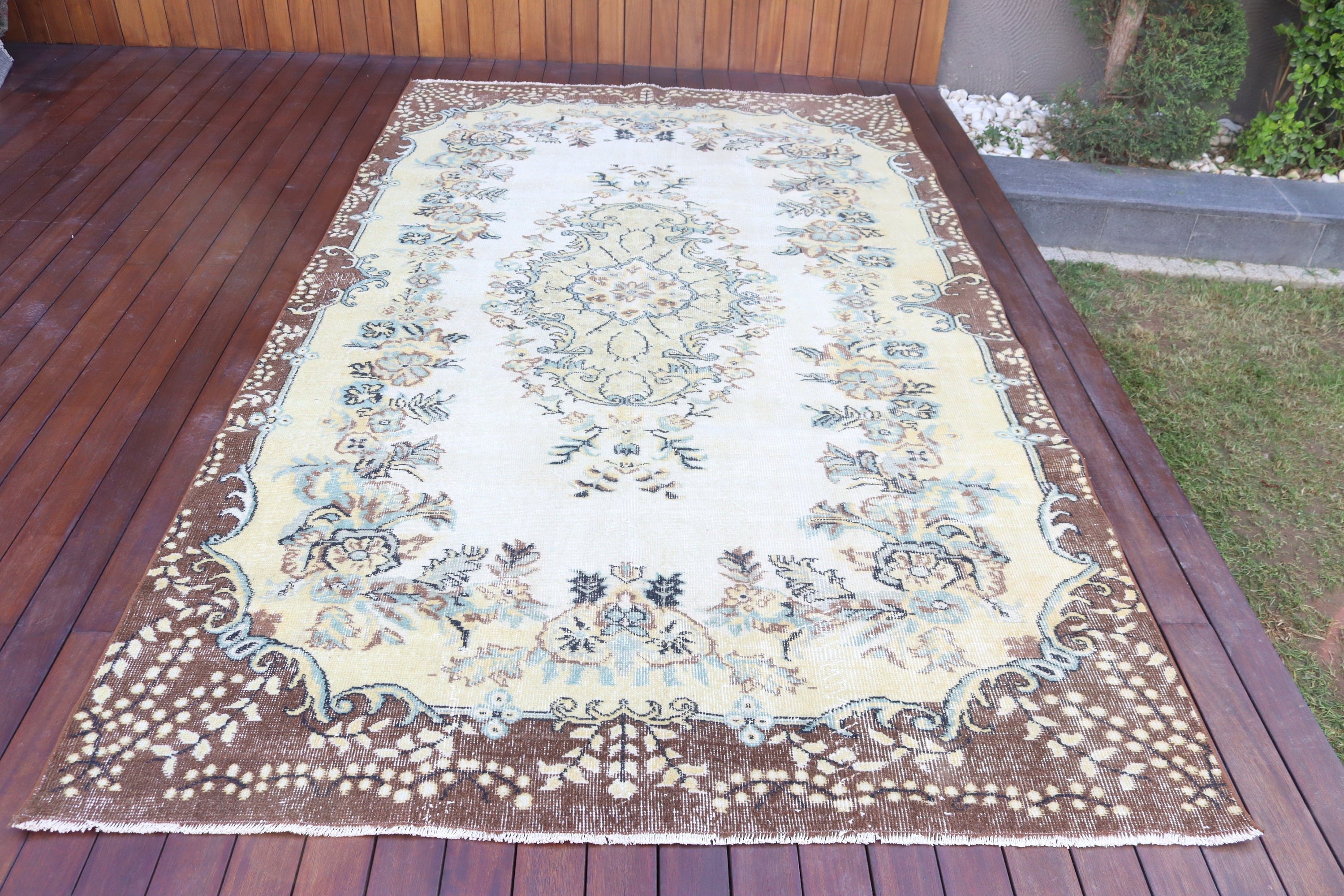 Vintage Halı, Bej Antika Halılar, Salon Halısı, Türkiye Halısı, 5.5x9.3 ft Büyük Halı, Açıklama Halısı, Yatak Odası Halısı, Türk Halıları, Büyük Boho Halısı