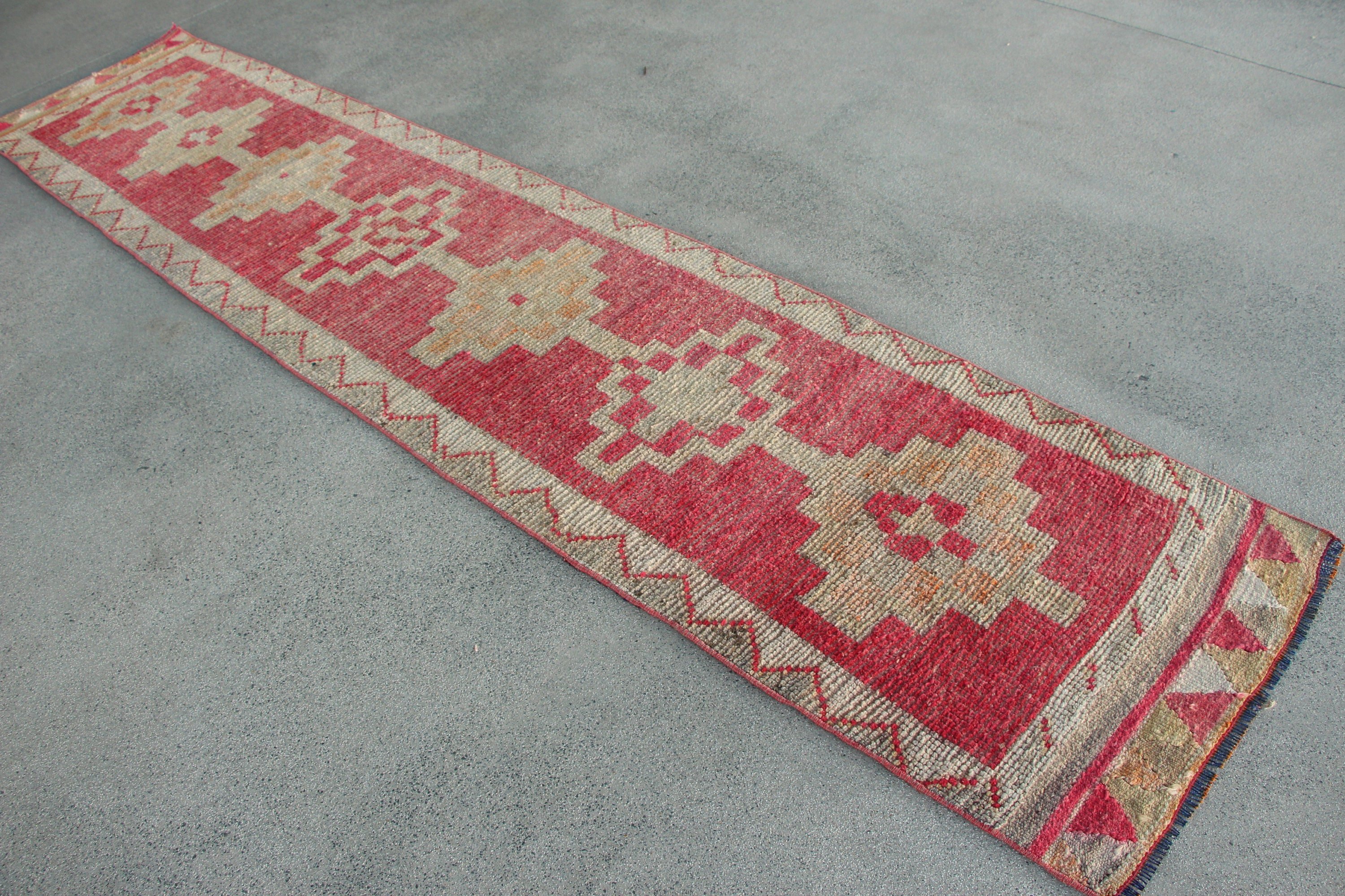 Nomadic Rug, Anatolian Rugs, Vintage Rug, Corridor Rugs, Hallway Rugs, Turkish Rug, Red Oriental Rug, 2.3x11.4 ft Runner Rug