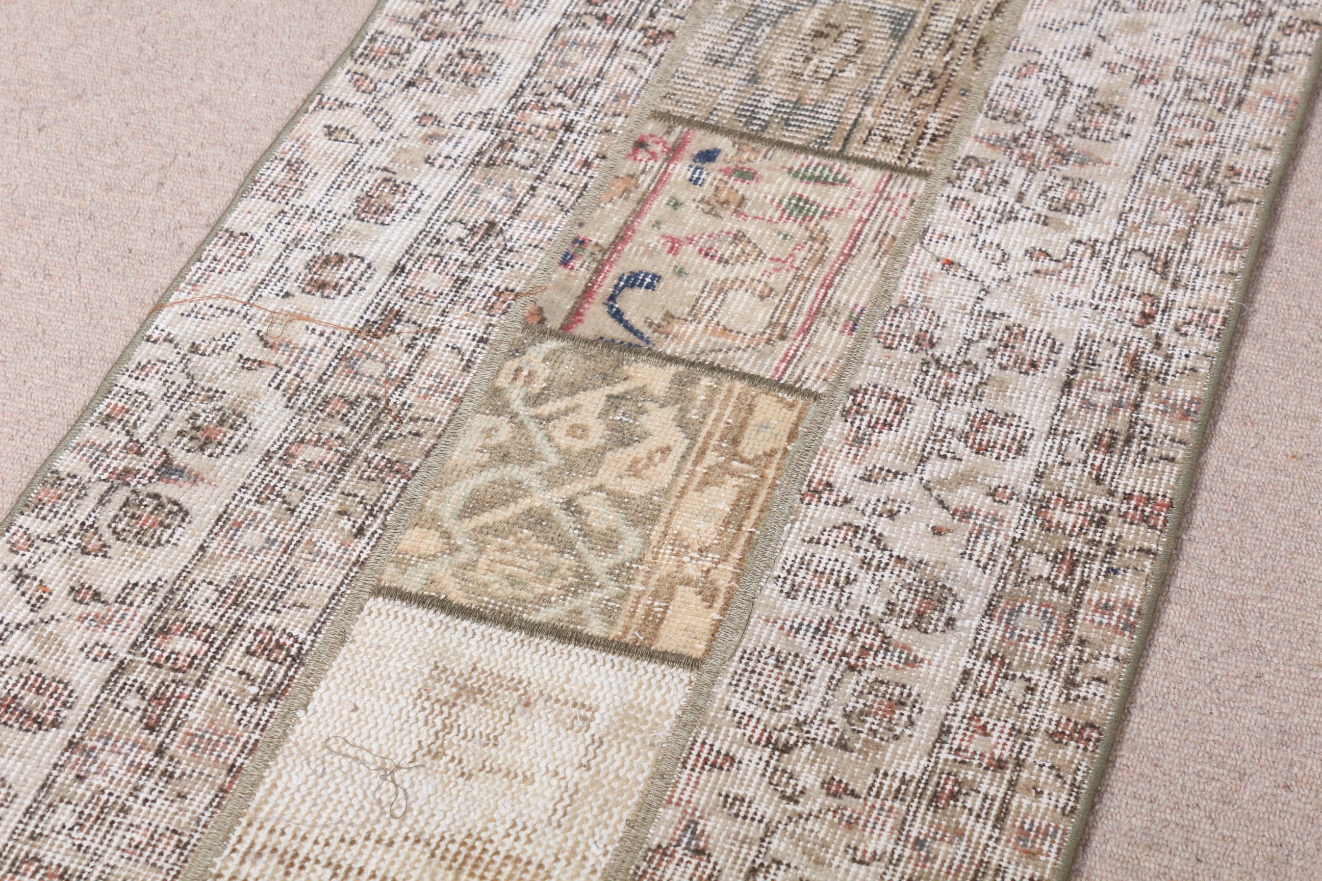 Door Mat Rug, Nursery Rugs, Beige Antique Rug, Turkish Rugs, Home Decor Rug, 1.9x3.9 ft Small Rug, Aesthetic Rug, Vintage Rug