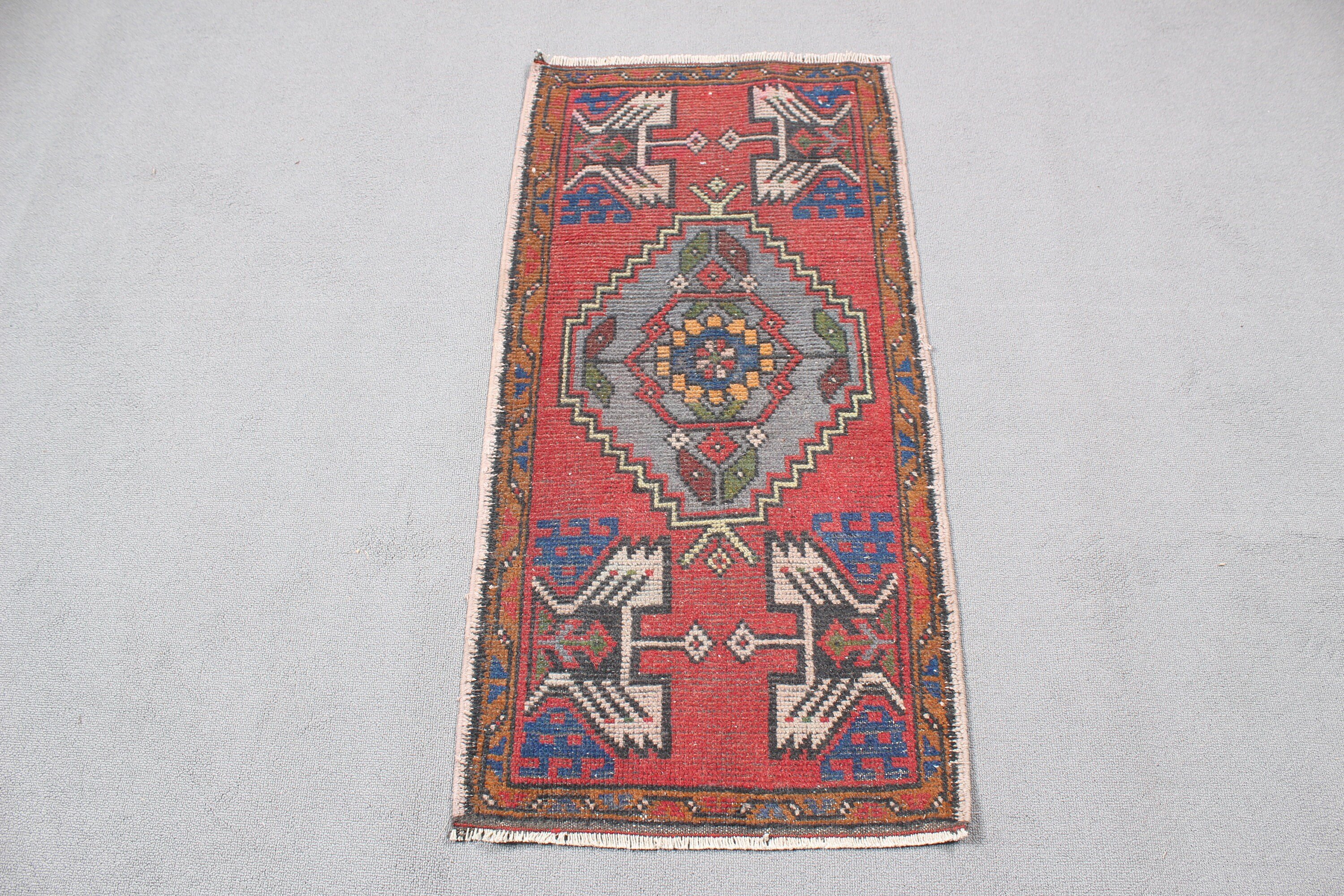 Entry Rugs, Turkish Rugs, 1.6x3.3 ft Small Rugs, Modern Rug, Vintage Rugs, Artistic Rugs, Red Kitchen Rugs, Small Area Rugs, Handwoven Rugs