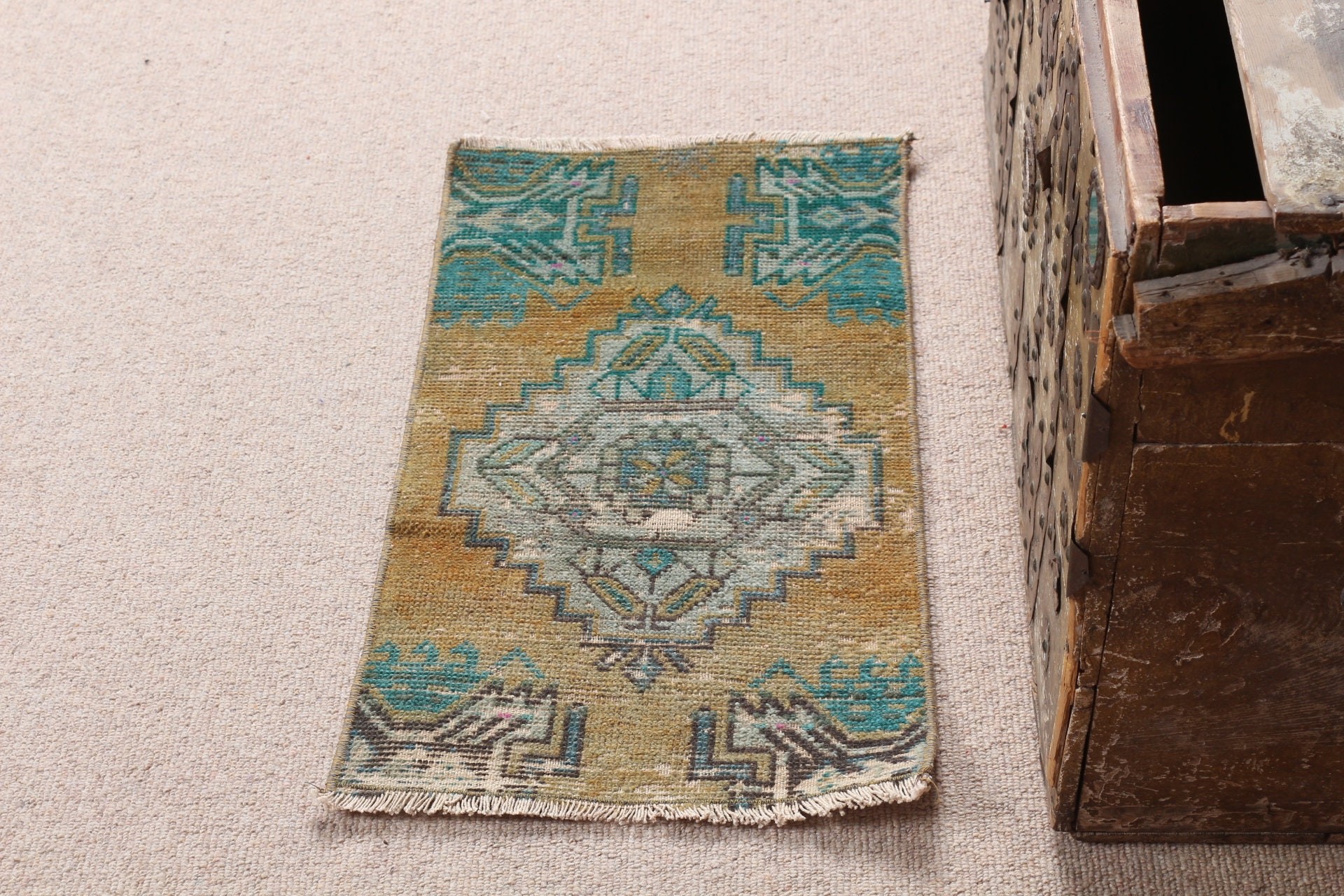 Wool Bath Mat Rug, Bathroom Rugs, Brown Antique Rugs, 1.2x2.1 ft Small Rug, Door Mat Rug, Kitchen Rugs, Floor Rug, Vintage Rug, Turkish Rug