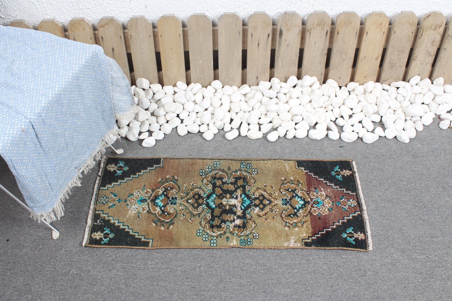 Bathroom Rugs, Oriental Rug, Green Wool Rugs, Turkish Rugs, Vintage Rugs, Kitchen Rugs, Rugs for Nursery, 1.2x2.9 ft Small Rug, Oushak Rug