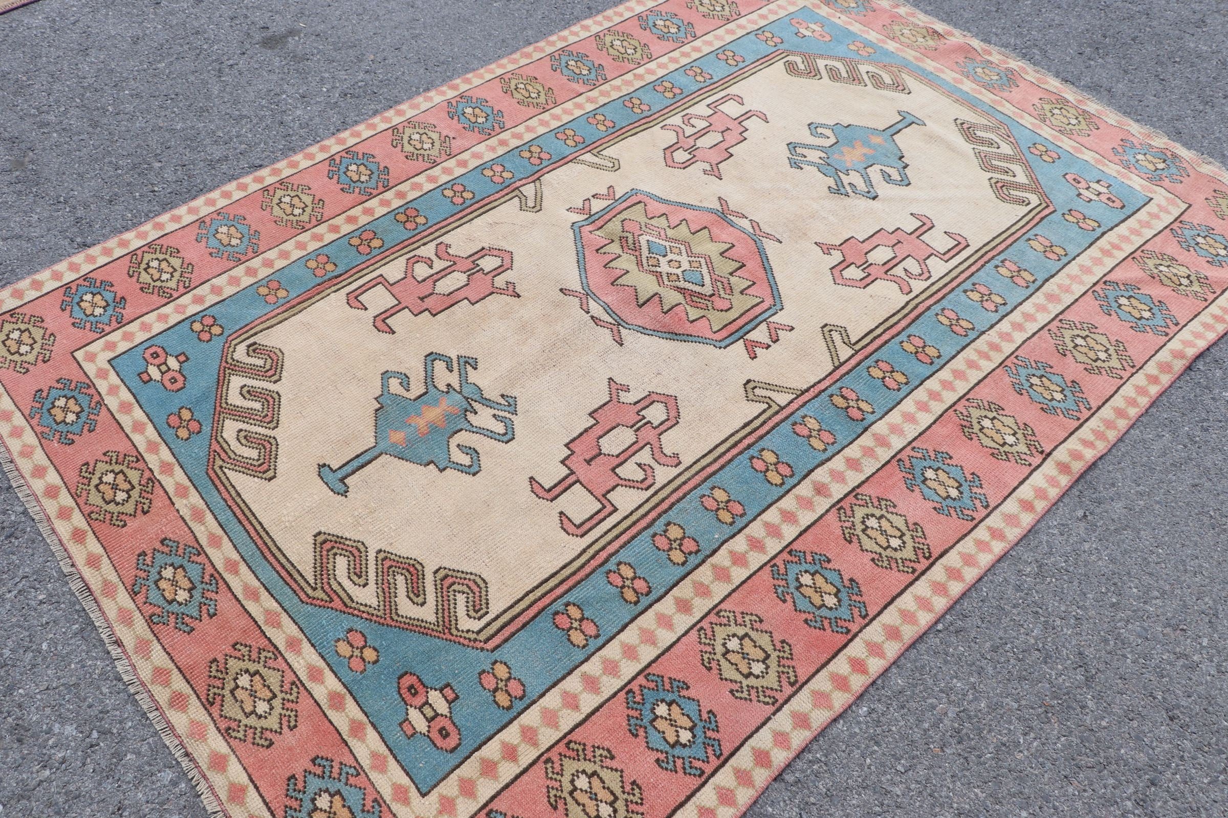 Rugs for Dining Room, Kitchen Rugs, Bedroom Rug, Turkish Rug, Beige Anatolian Rugs, 5.1x7.1 ft Area Rugs, Vintage Rug