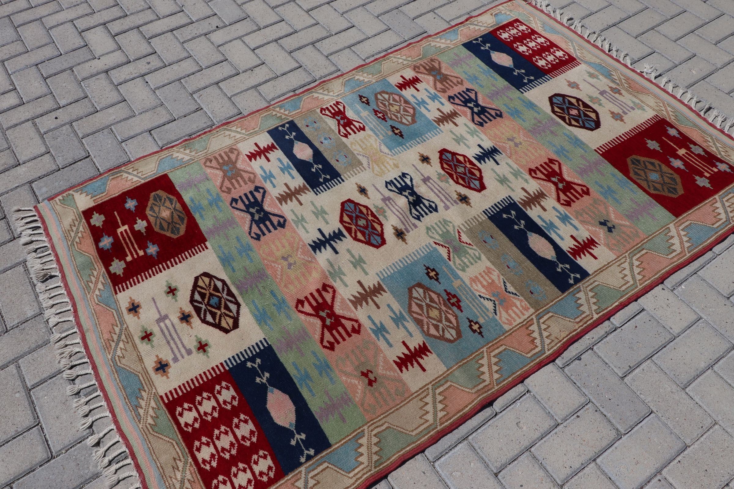 Vintage Rug, Art Rug, Kitchen Rug, Beige Bedroom Rug, Turkish Rug, Bedroom Rug, Rugs for Area, Floor Rug, 4.1x6.6 ft Area Rug, Antique Rug