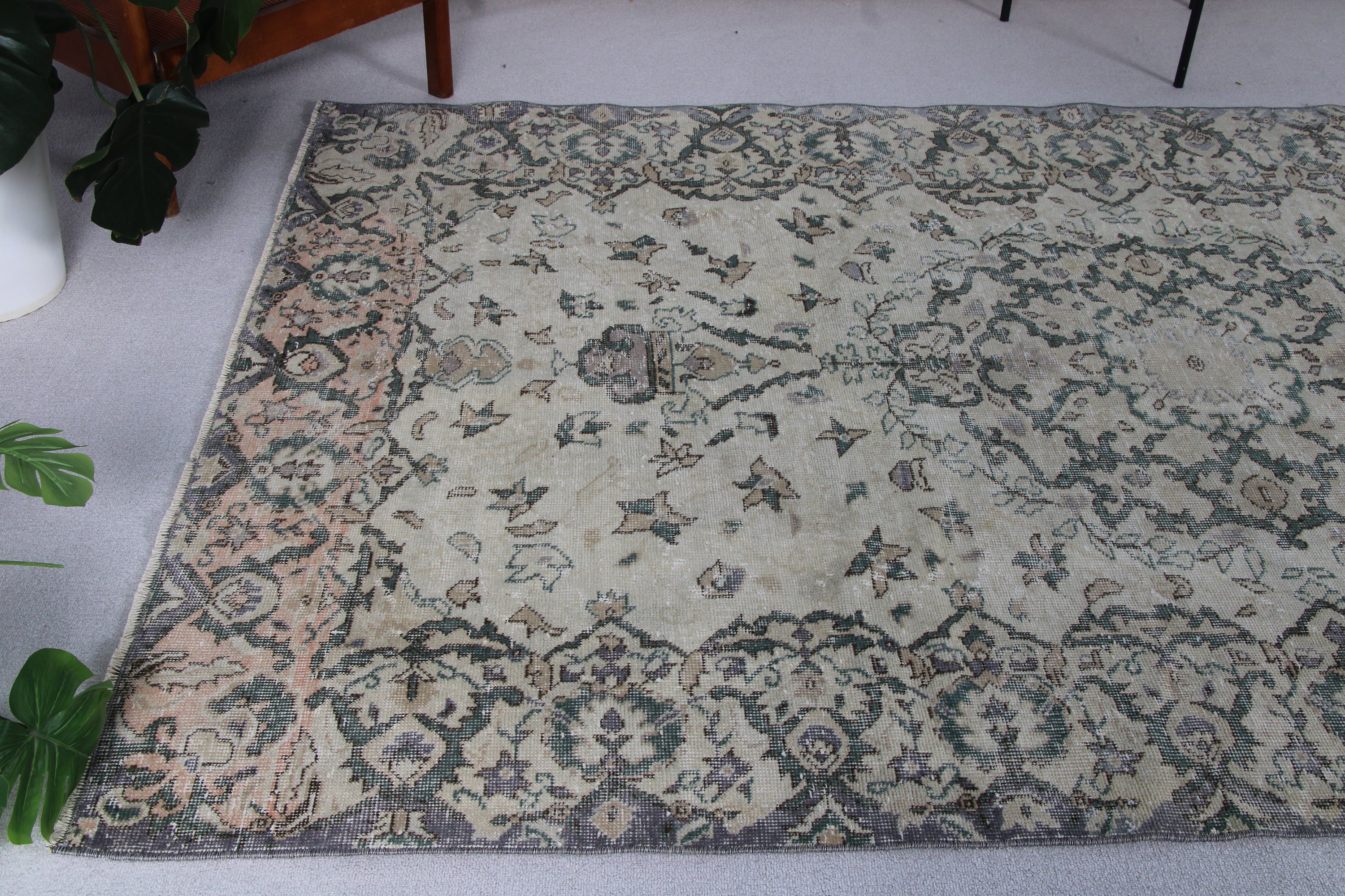 5.8x9.5 ft Büyük Halılar, Bej Bildirimi Halı, Büyük Vintage Halılar, Aztek Halıları, Lüks Halı, Antika Halı, Türk Halısı, Vintage Halı, Yatak Odası Halısı