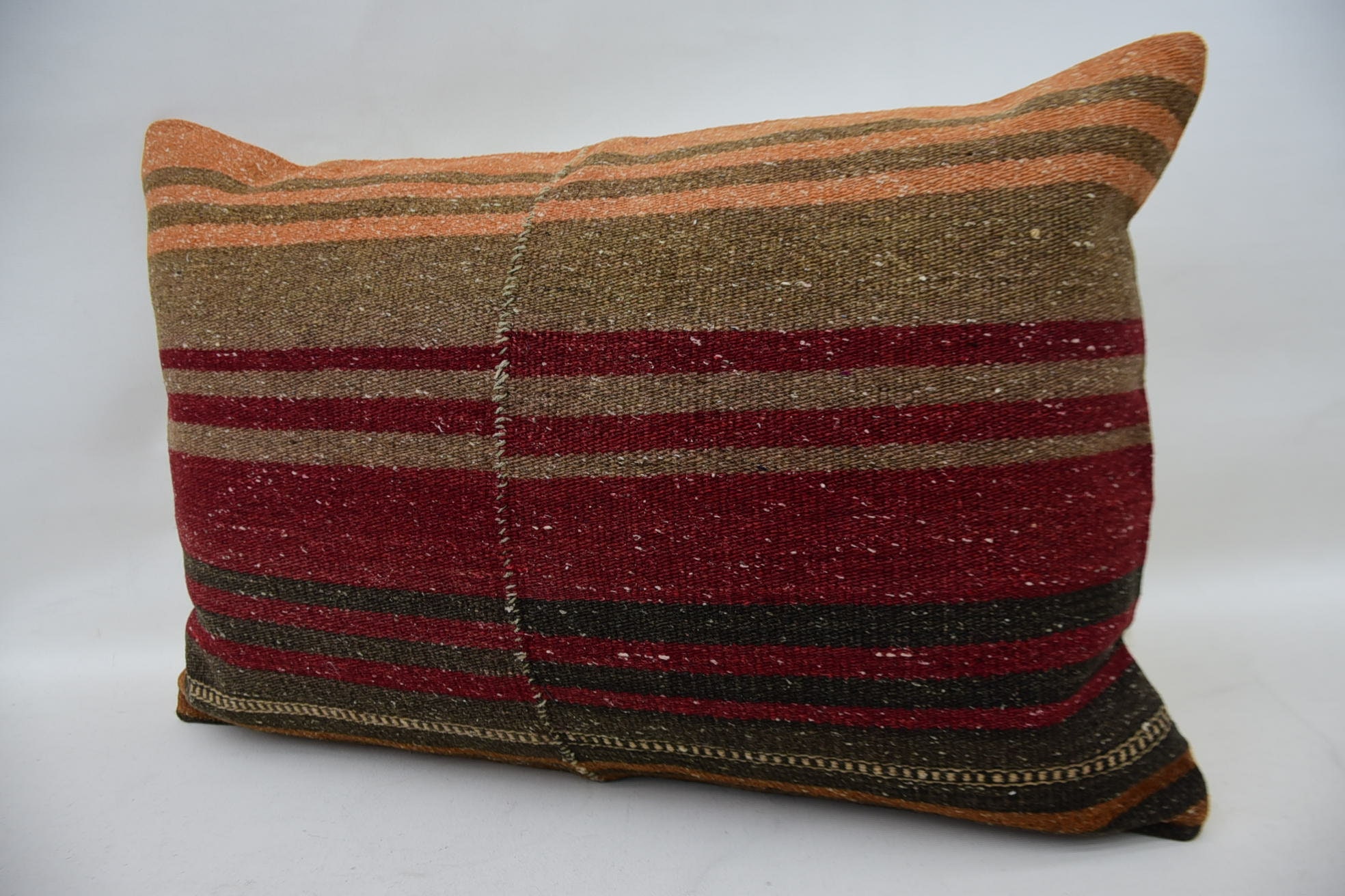 Kilim Pillow, Gift Pillow, Muted Cushion, Home Decor Pillow, Sofa Bolster Cushion Case, 16"x24" Red Cushion Cover, Handmade Pillow Cover