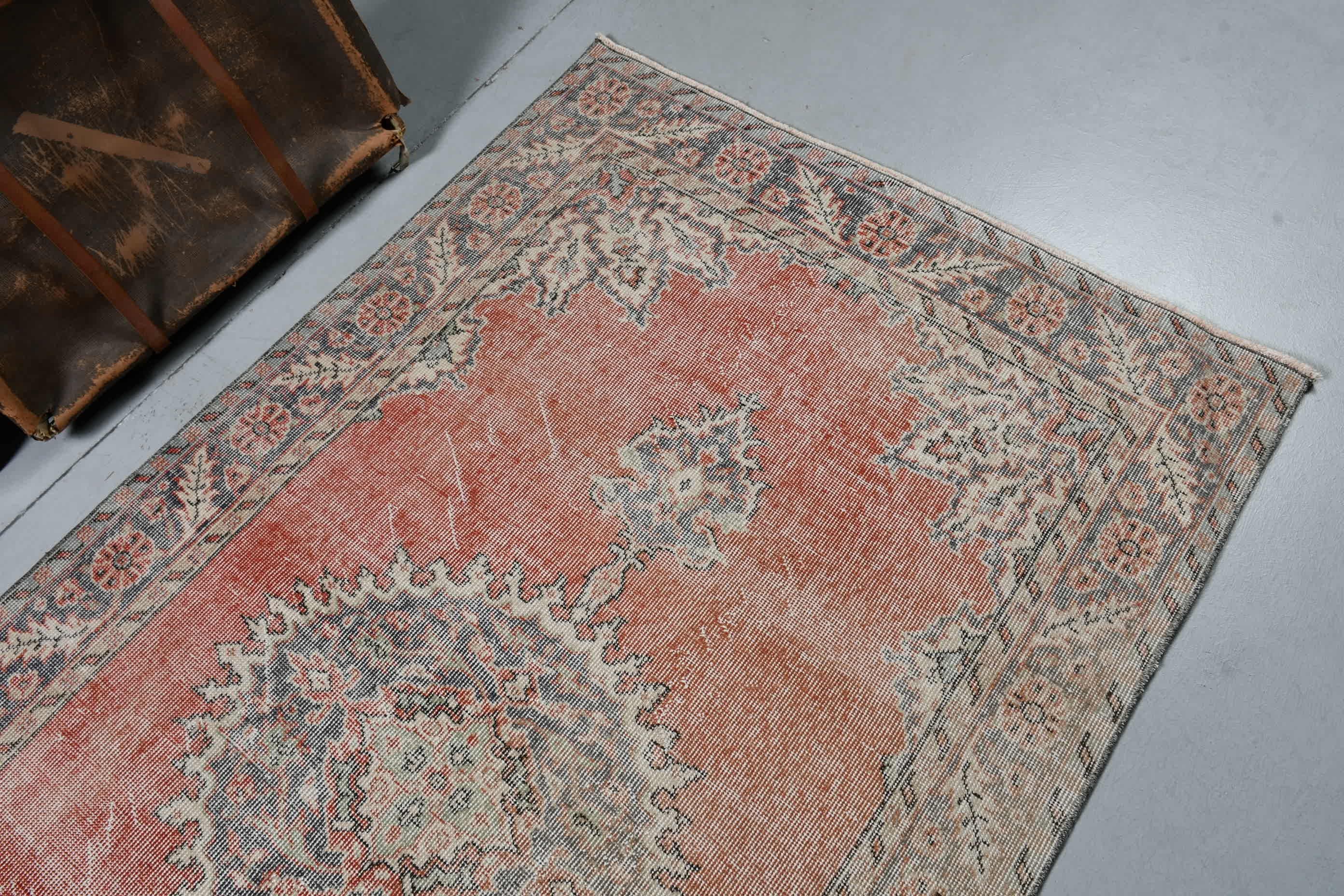 Oriental Rug, Floor Rug, Oushak Rug, Turkish Rug, Vintage Rug, Red Moroccan Rug, Vintage Decor Rug, 4x6.9 ft Area Rug, Rugs for Bedroom