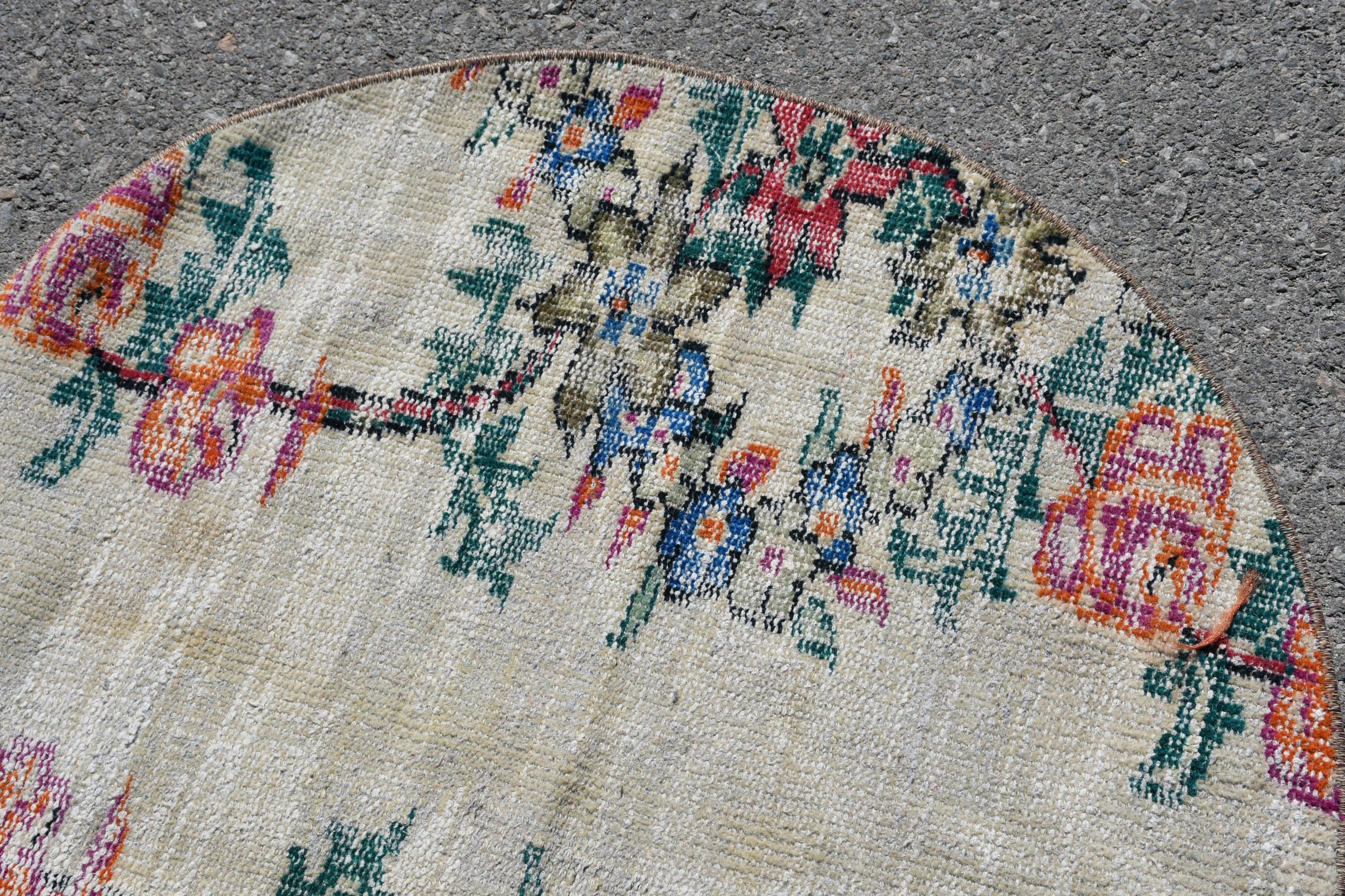 Home Decor Rugs, 2.8x2.8 ft Small Rugs, Car Mat Rugs, Bright Rug, Oushak Rug, Vintage Rugs, Turkish Rug, Rugs for Bedroom, Bedroom Rugs