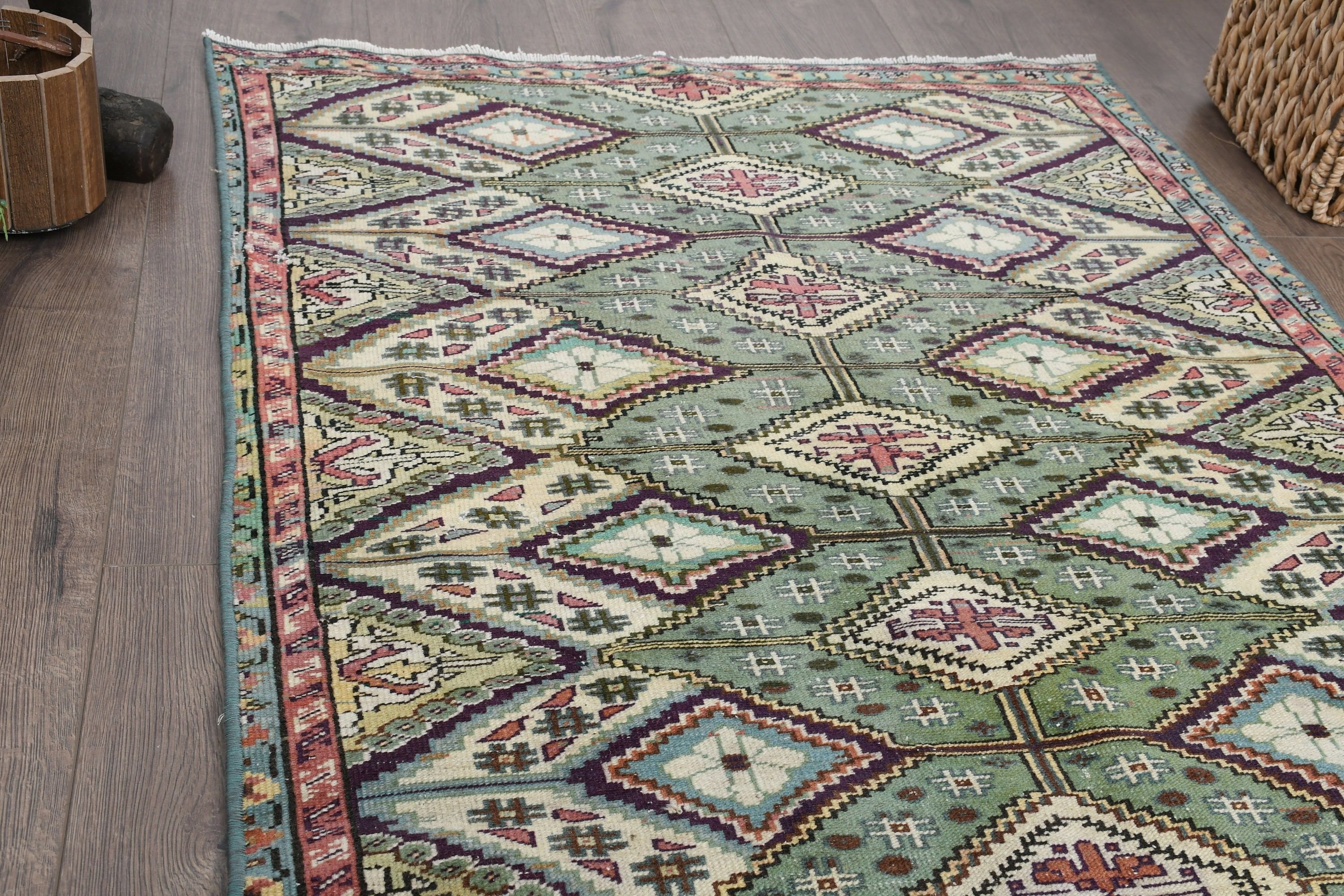 Nursery Rugs, Rugs for Nursery, Kitchen Rug, 3x6.5 ft Accent Rug, Green Cool Rugs, Cool Rug, Entry Rugs, Art Rug, Vintage Rugs, Turkish Rug