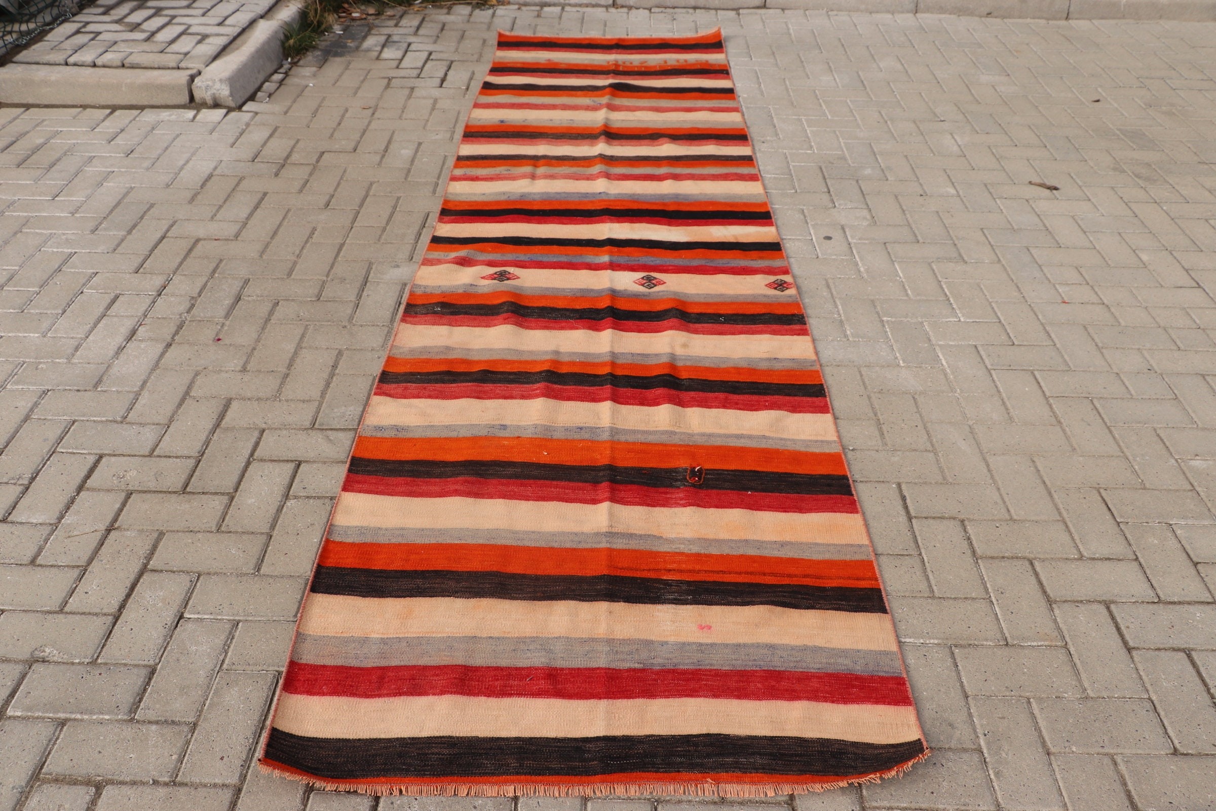 Kilim, Rugs for Kitchen, Vintage Rugs, Kitchen Rug, Beige Kitchen Rug, 3.3x11.4 ft Runner Rug, Hallway Rug, Turkish Rug