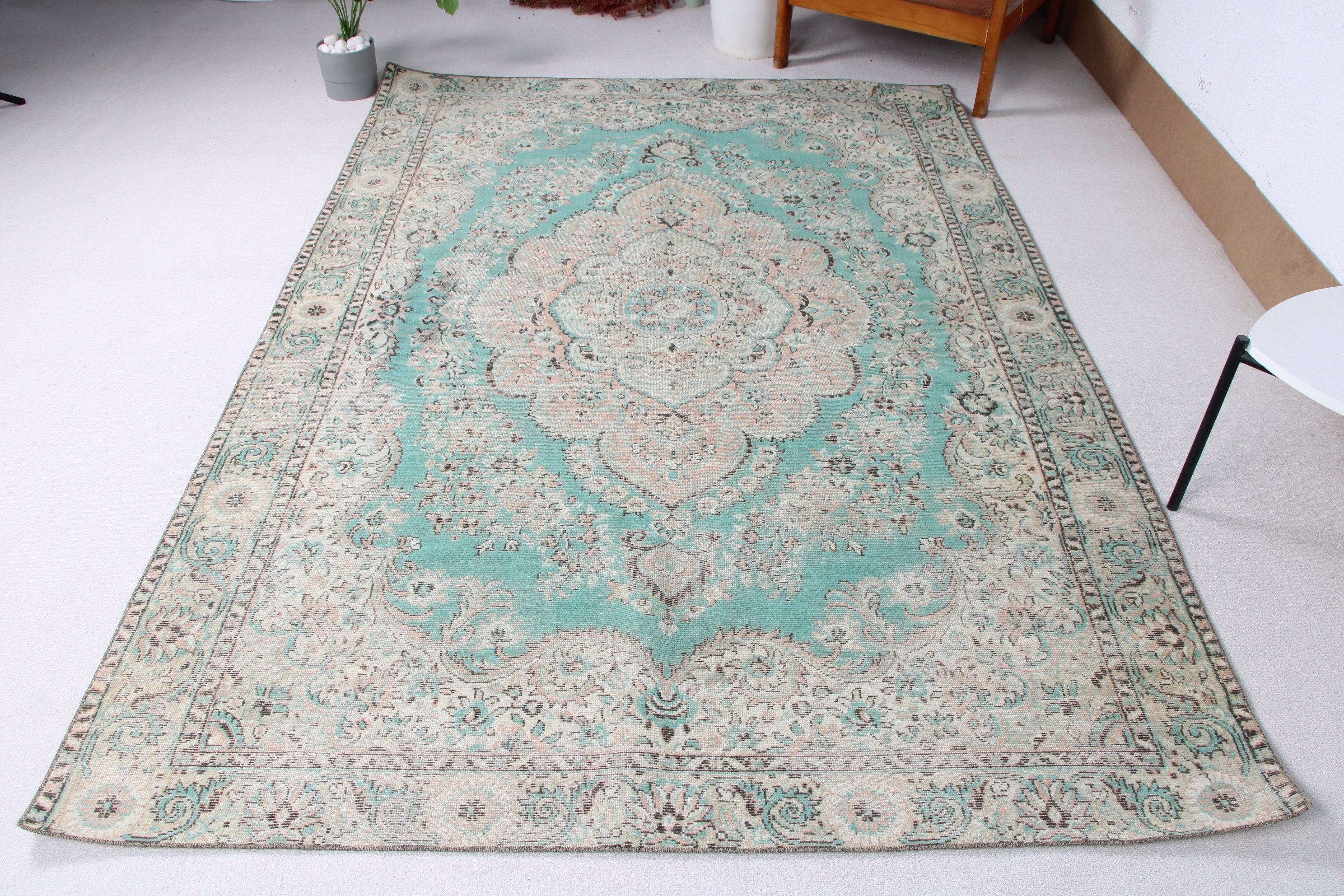 5.5x8 ft Büyük Halı, Oturma Odası Halısı, Mutfak Halıları, Türk Halıları, Geometrik Halı, Yeşil Modern Halılar, Vintage Halılar, Büyük Vintage Halı