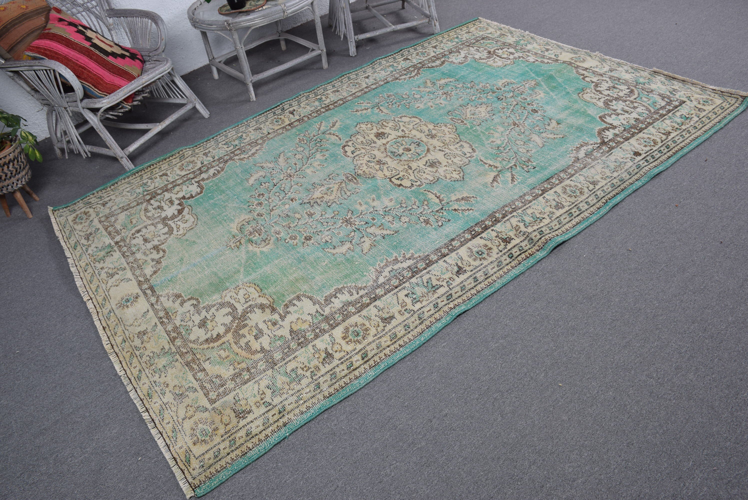 5.6x8.7 ft Large Rug, Green Floor Rug, Moroccan Rugs, Vintage Rug, Turkish Rug, Living Room Rugs, Old Rugs, Dining Room Rugs