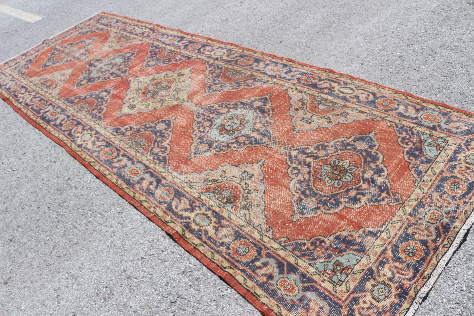 Orange Oriental Rugs, Bedroom Rug, Vintage Rugs, Hallway Rug, Turkish Rugs, Kitchen Rug, 4.7x12.6 ft Runner Rug, Rugs for Stair, Floor Rug