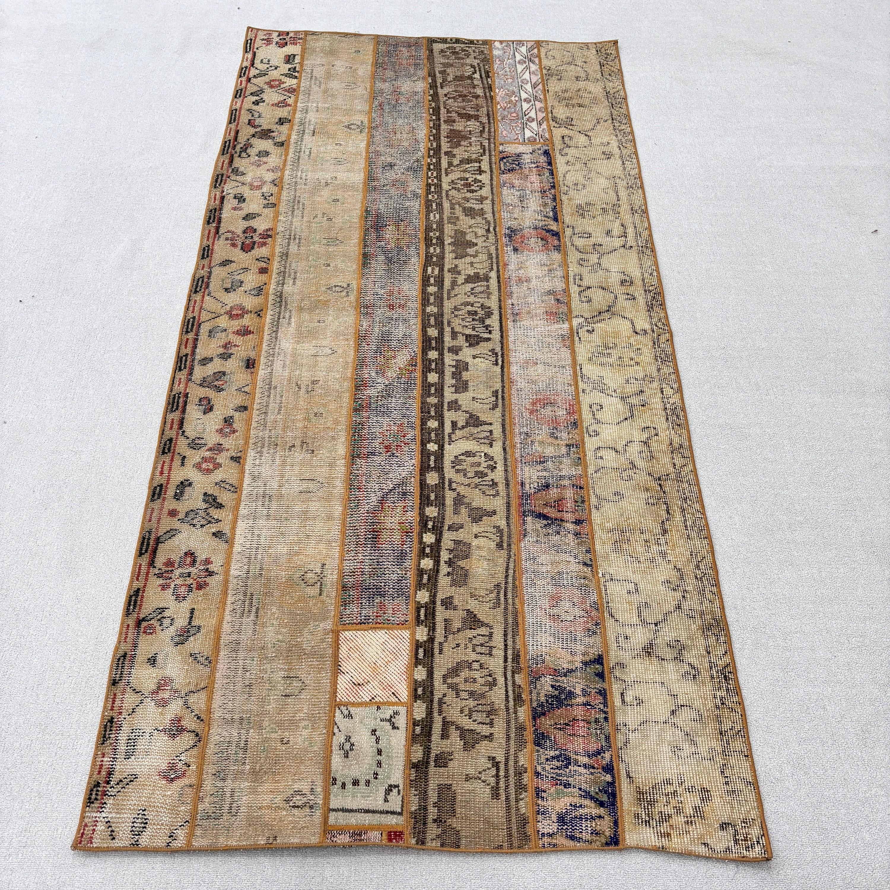 Turkish Rugs, Vintage Rug, Antique Rug, Modern Rug, Living Room Rug, Beige Luxury Rugs, 3.7x7.7 ft Area Rug, Kitchen Rug, Oushak Area Rugs