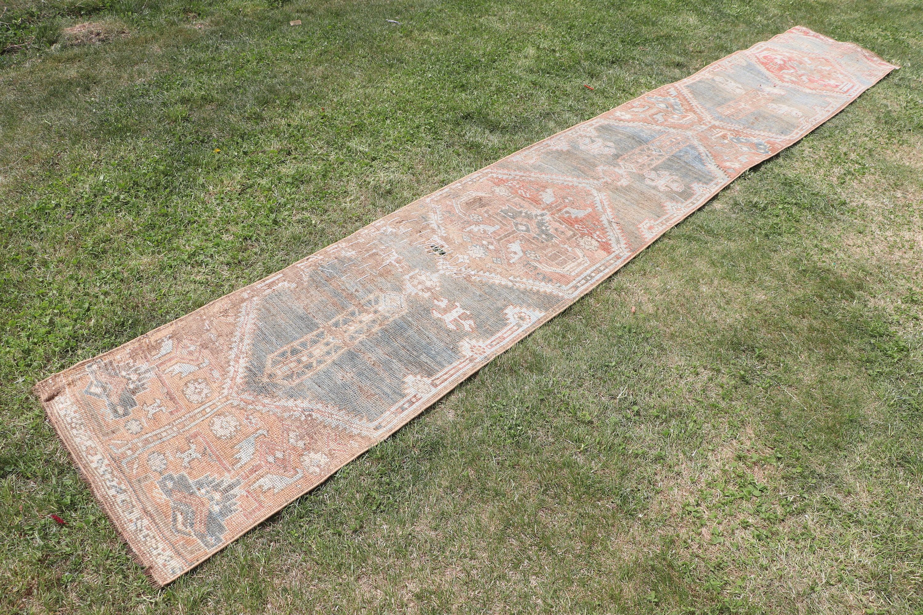 1.9x13.3 ft Runner Halı, Türk Halısı, Kahverengi Fas Halısı, Vintage Runner Halısı, Nötr Halılar, Vintage Halılar, Yün Halı, Mutfak Halıları, Modern Halı