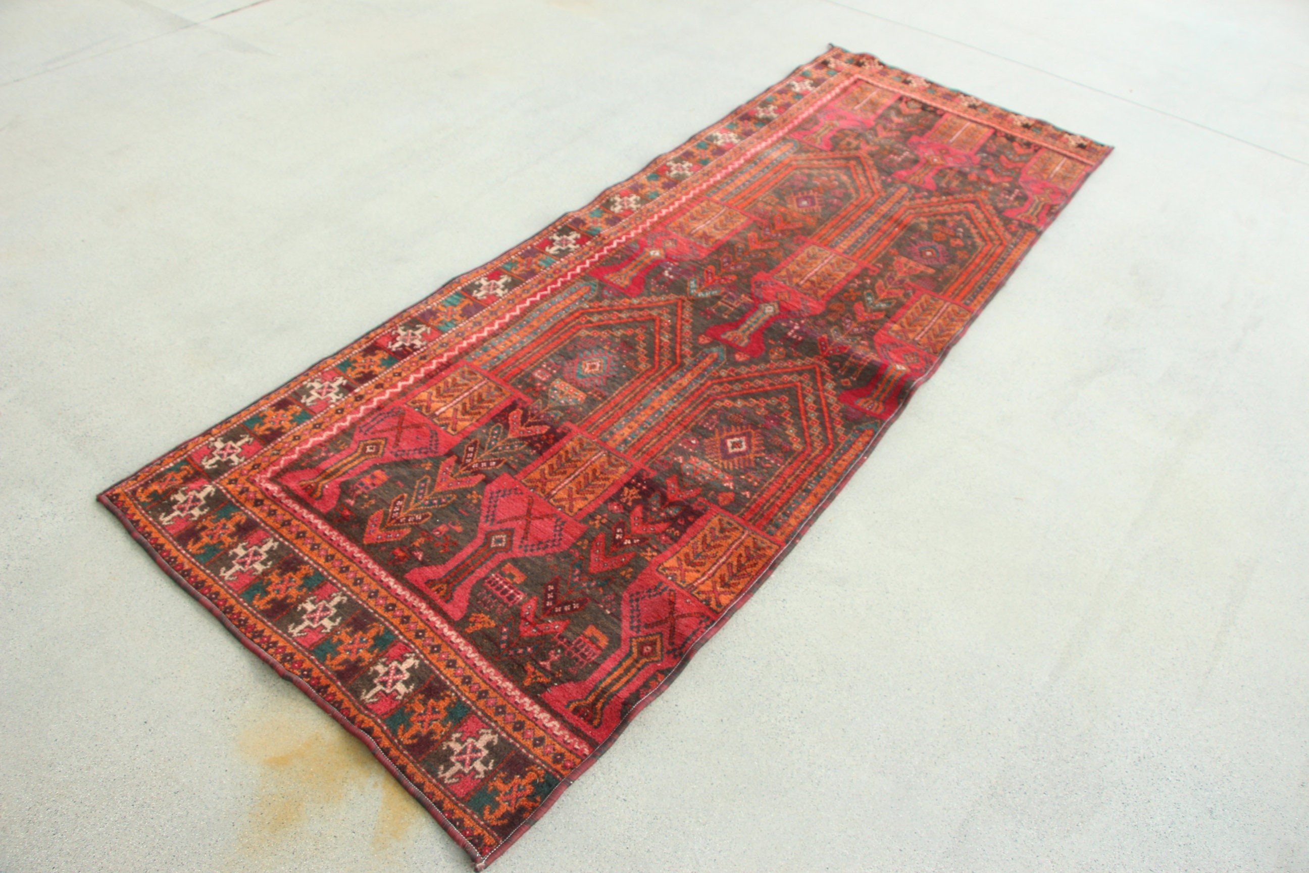 Kırmızı Boho Halılar, 2.8x7.9 ft Runner Halı, Geometrik Halılar, Mutfak Halıları, Ev Dekorasyonu Halısı, Vintage Halı, Beni Ourain Runner Halısı, Türk Halıları