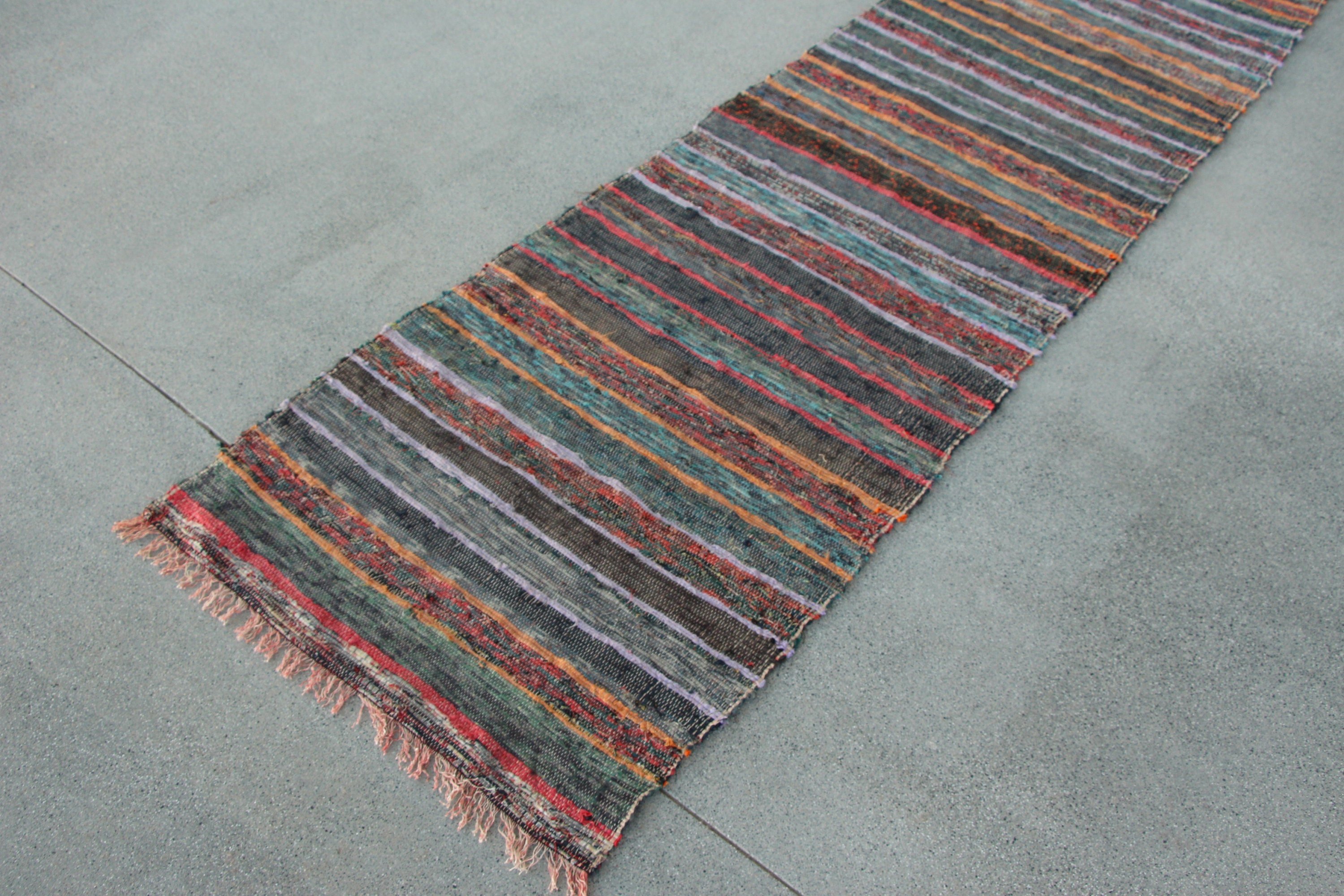 Turkish Rug, Boho Rug, Stair Rug, Rugs for Stair, Cool Rugs, 2.4x12.6 ft Runner Rugs, Rainbow Floor Rug, Vintage Rug, Kilim