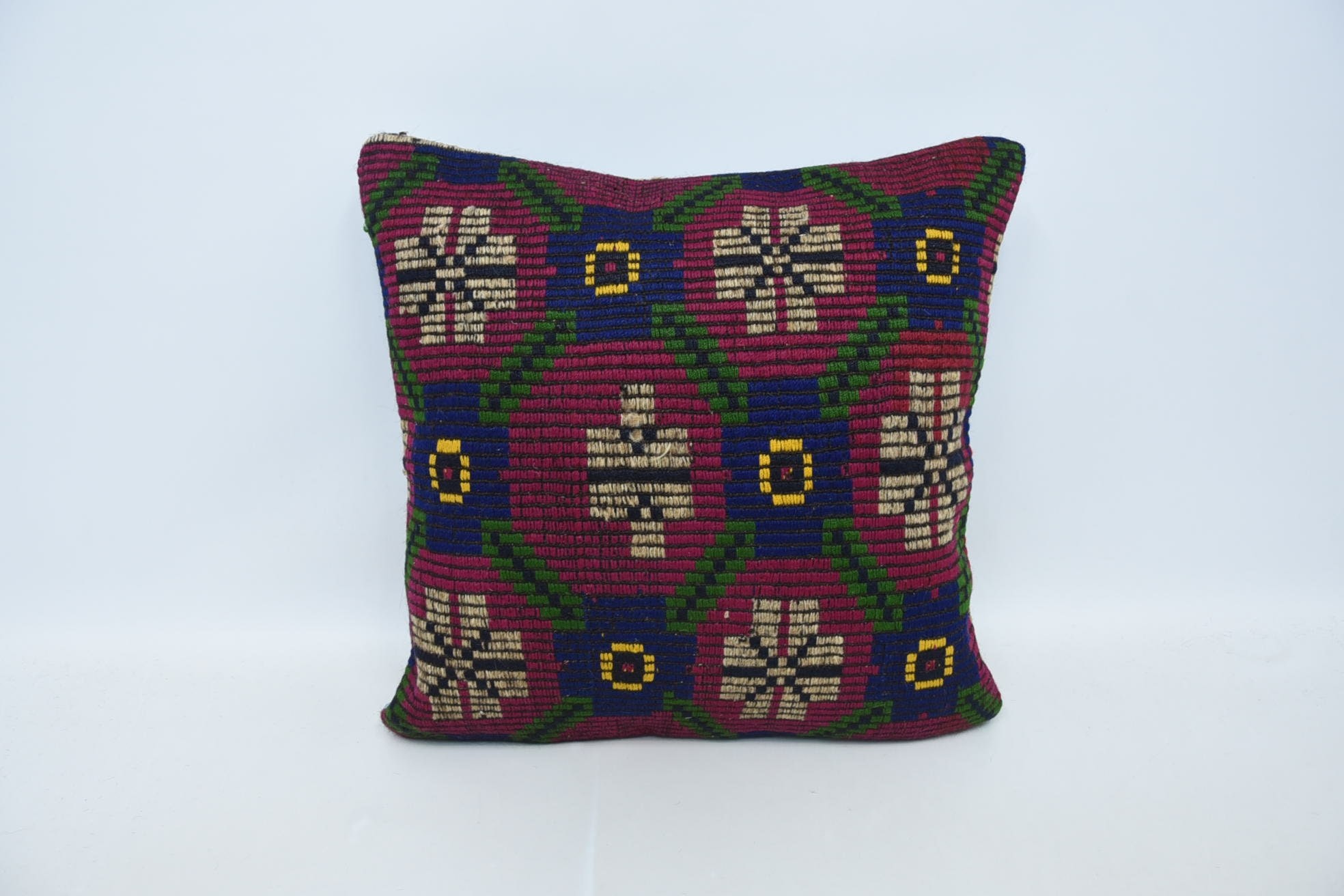 Vintage Kilim Throw Pillow, Boho Pillow, Bench Cushion, Ethnical Kilim Rug Pillow, Lounge Throw Cushion Case, 24"x24" Purple Cushion Cover