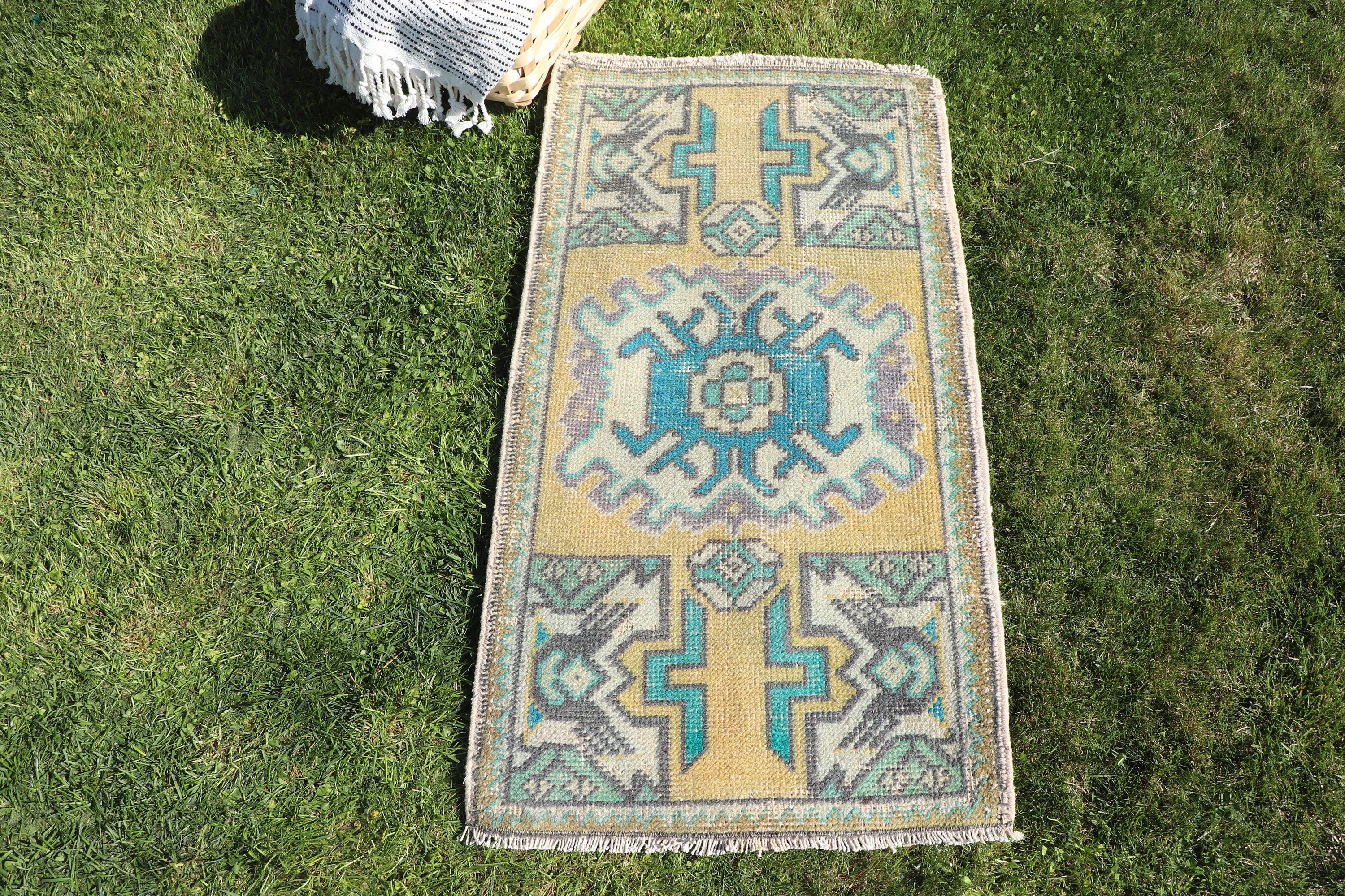 Yatak Odası Halısı, Küçük Boho Halısı, Etnik Halı, Lüks Halılar, Fas Halısı, Vintage Halı, Sarı 1.6x3 ft Küçük Halı, Türk Halıları