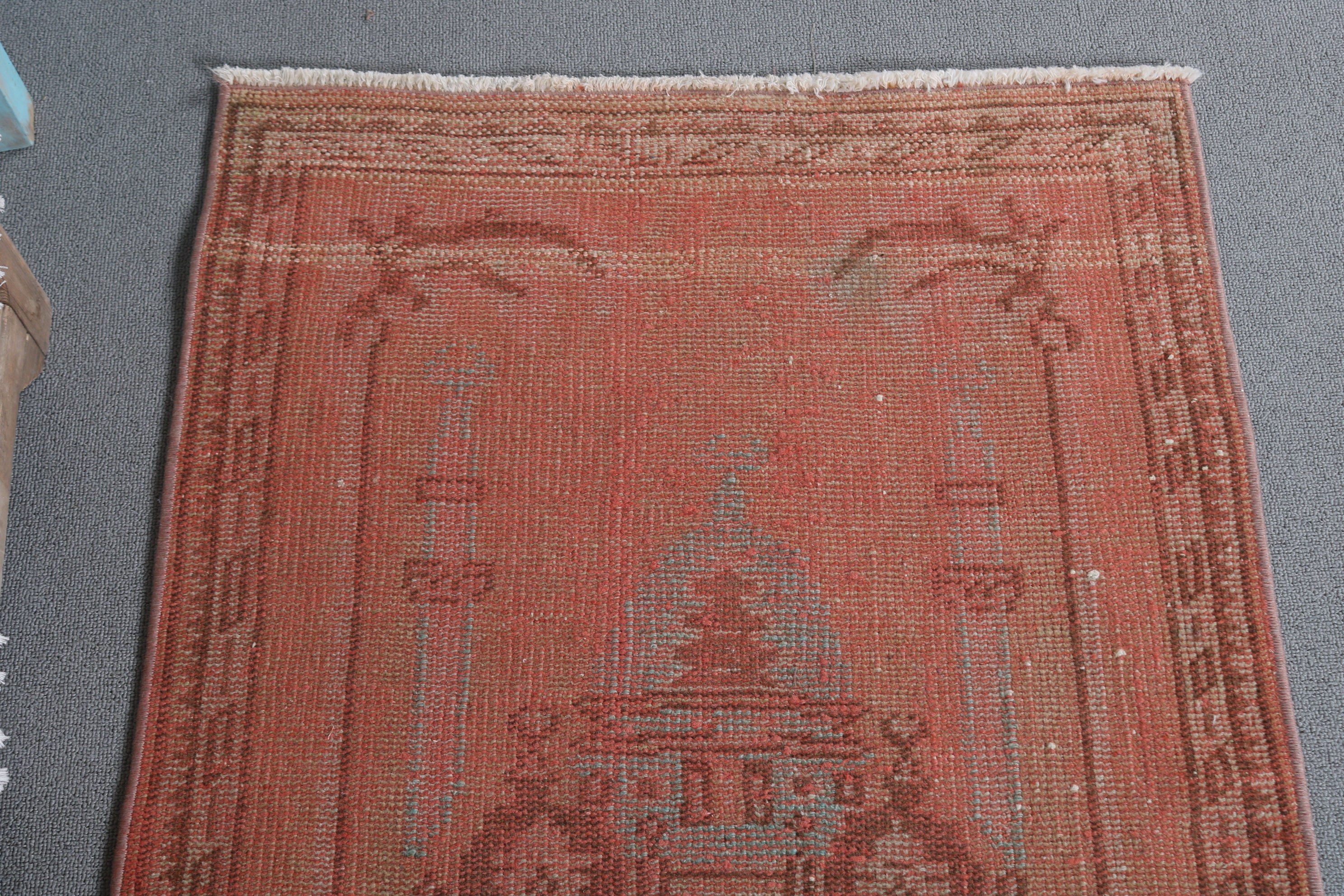 2.4x4.1 ft Küçük Halı, Kırmızı Oryantal Halılar, Türk Halısı, Banyo Halısı, Fas Halısı, Araba Paspas Halıları, Düğün Halısı, Antika Halı, Vintage Halı