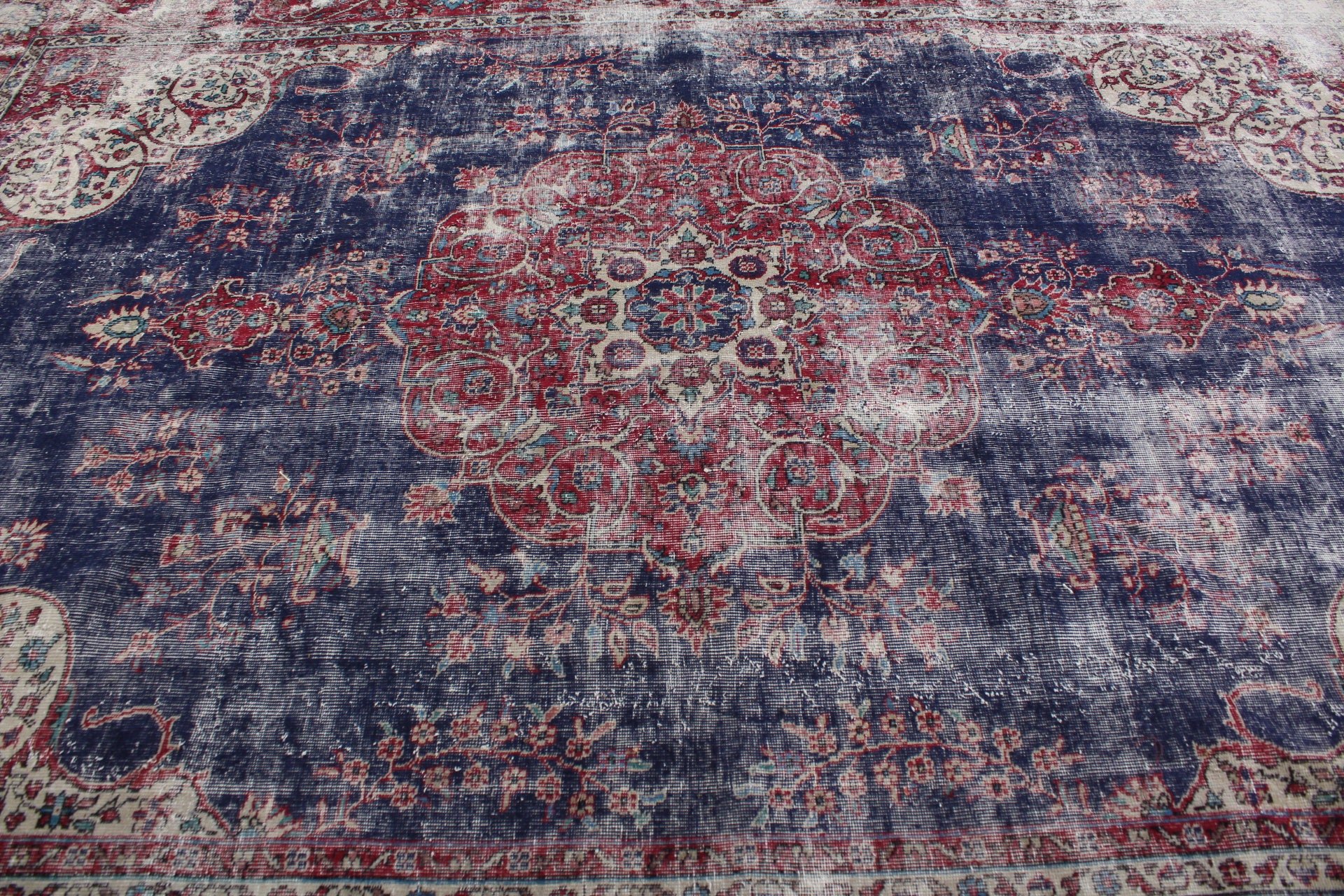 8.3x11.5 ft Büyük Boy Halı, Yatak Odası Halıları, Özel Halılar, Vintage Halı, Mavi Oryantal Halılar, Oushak Halı, Yemek Odası Halıları, Türk Halıları, Salon Halısı