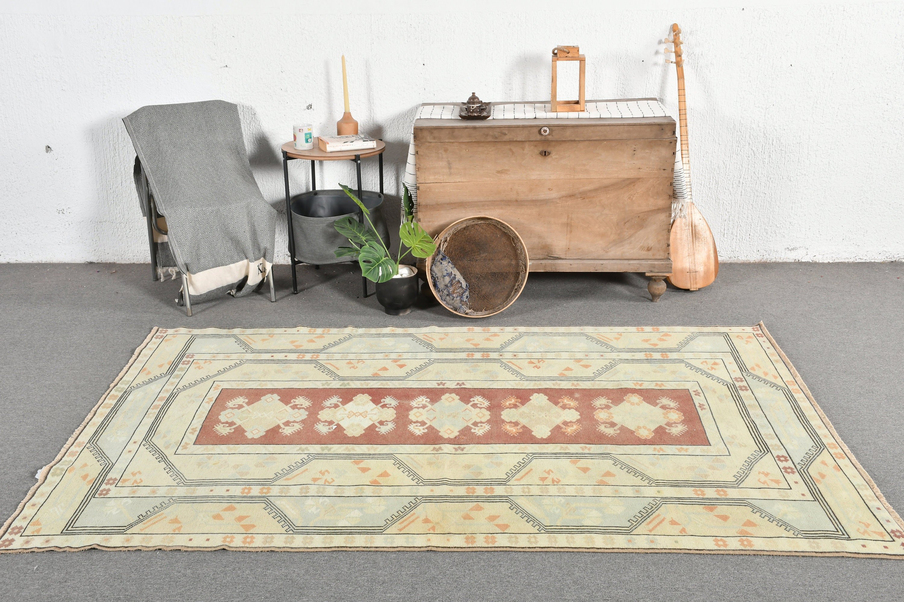Vintage Rug, Wool Rugs, Floor Rug, Turkish Rug, Living Room Rug, Home Decor Rugs, Rugs for Floor, Brown  4.9x7.5 ft Area Rug