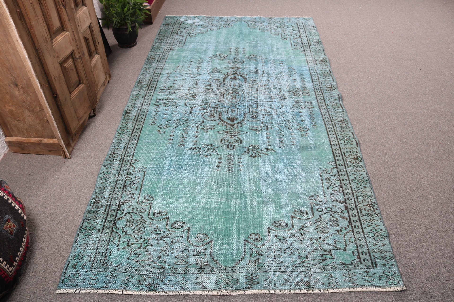 Green Cool Rugs, Vintage Rug, Living Room Rugs, Modern Rugs, Turkish Rugs, 4.5x9 ft Large Rugs, Rugs for Bedroom, Moroccan Rugs, Salon Rug