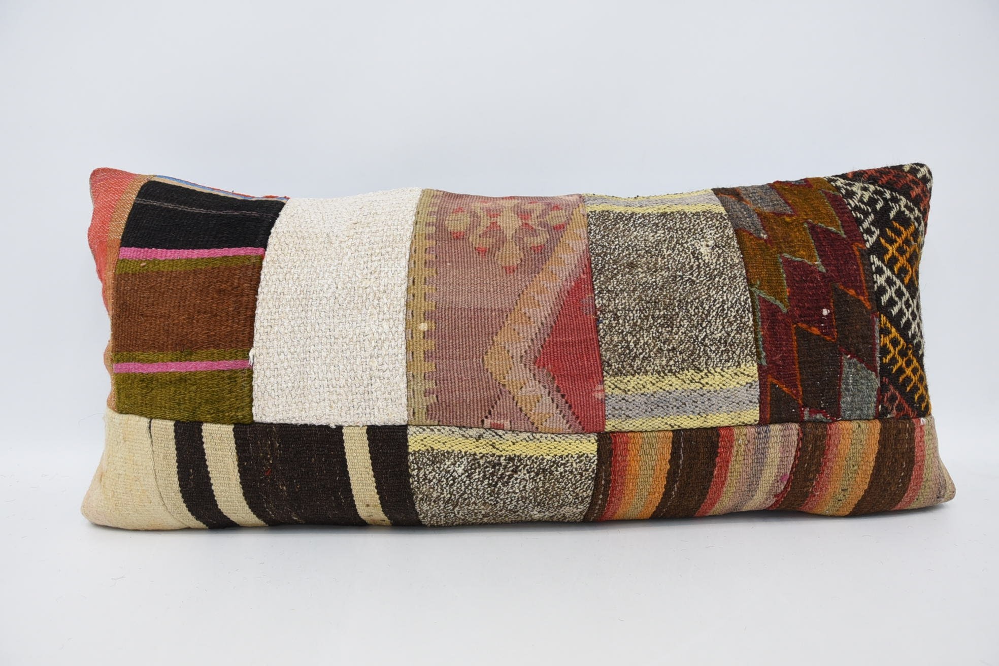 Kilim Minder Sham, 16"x36" Kırmızı Minder Kılıfı, Vintage Kilim Yastık Yastık, Yoga Minderi, İç Tasarım Yastık, Kilim Yastık