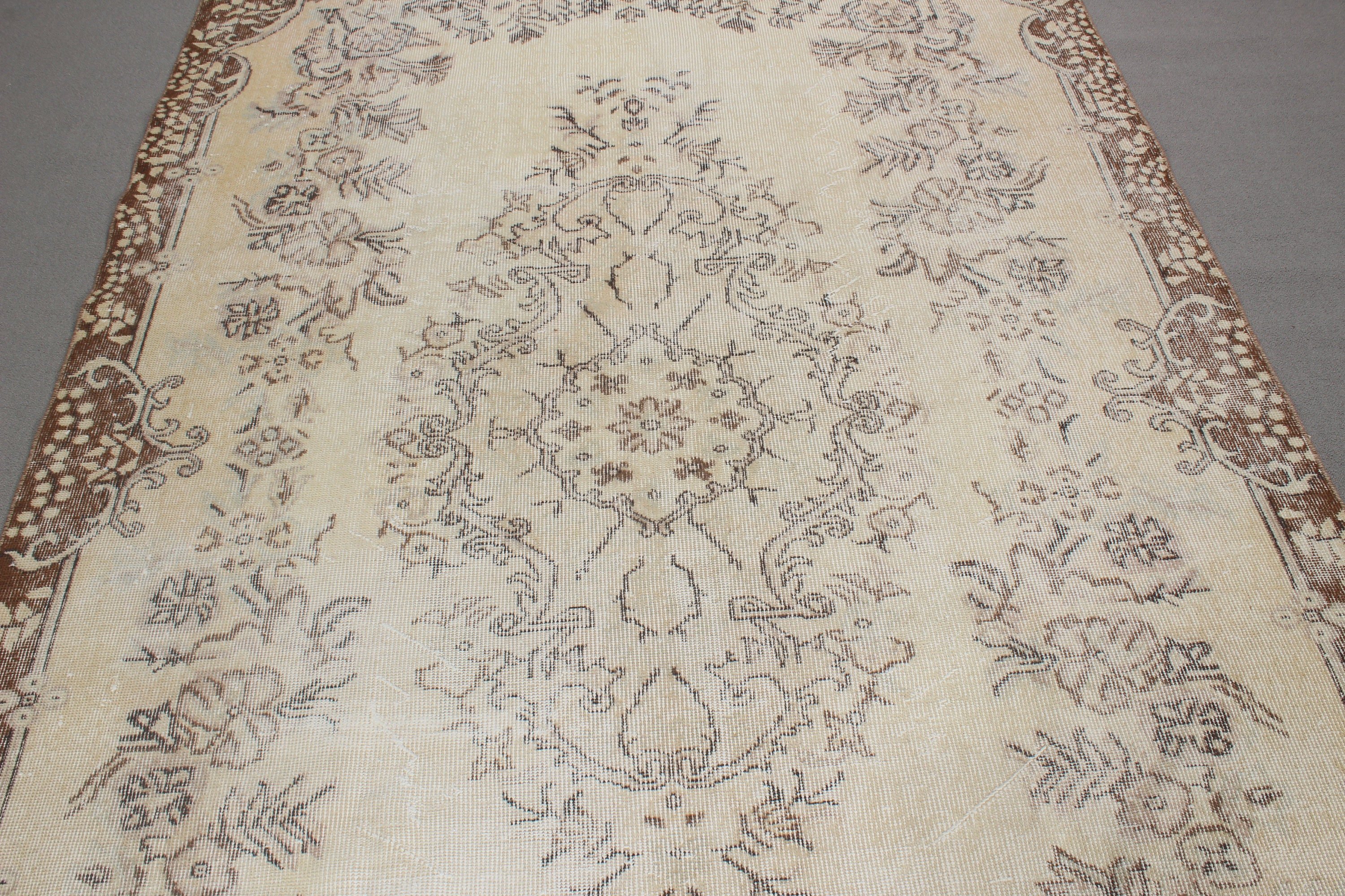 Türk Halıları, Bej Açıklama Halısı, Oturma Odası Halıları, Yatak Odası Halıları, Anadolu Halıları, Vintage Halılar, Büyük Boho Halıları, 5,8x9,3 ft Büyük Halılar