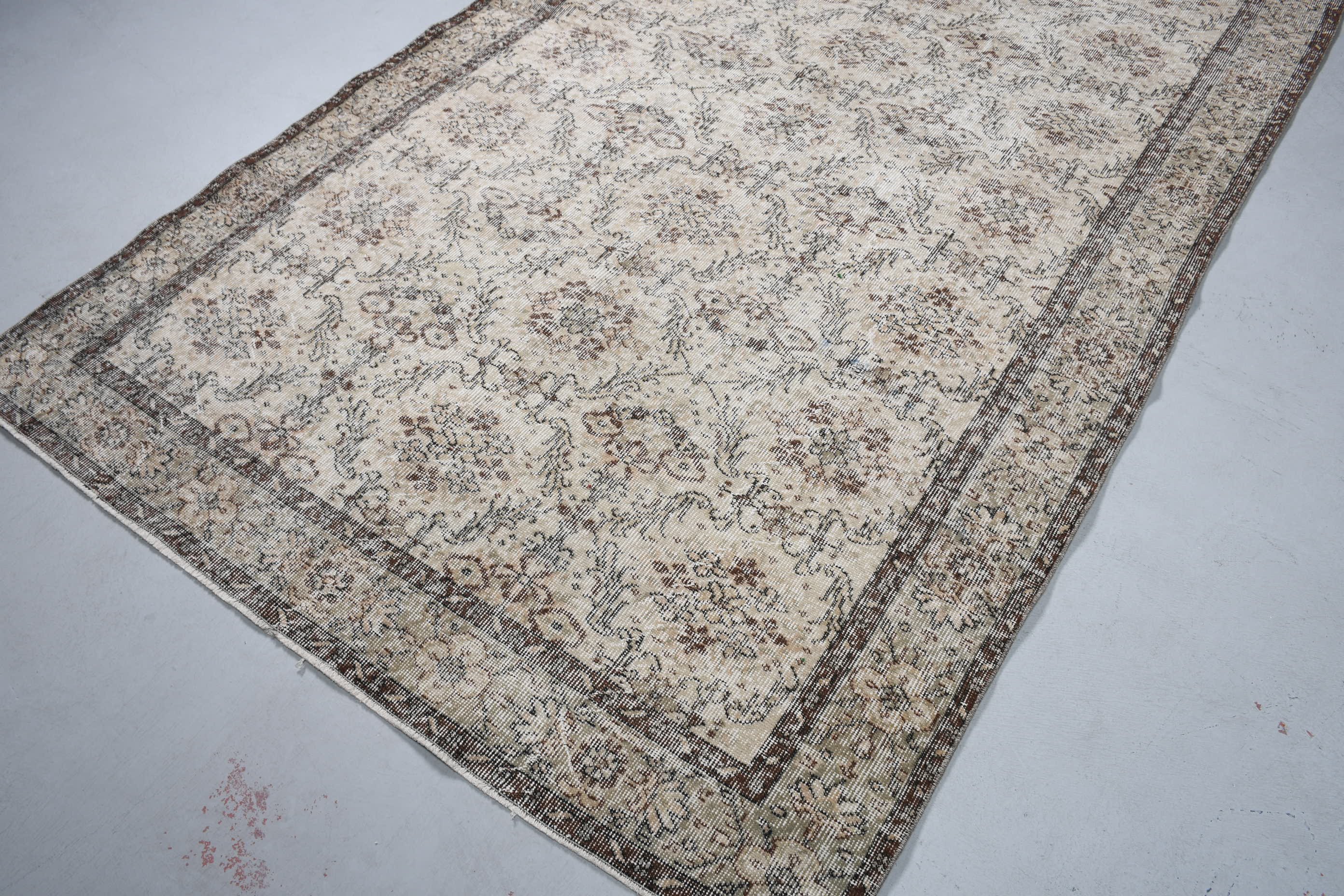 Oushak Halısı, Anadolu Halısı, Türk Halıları, Yemek Odası Halısı, Bej Fas Halısı, Soluk Halı, Vintage Halı, Oturma Odası Halıları, 5,6x9,4 ft Büyük Halı