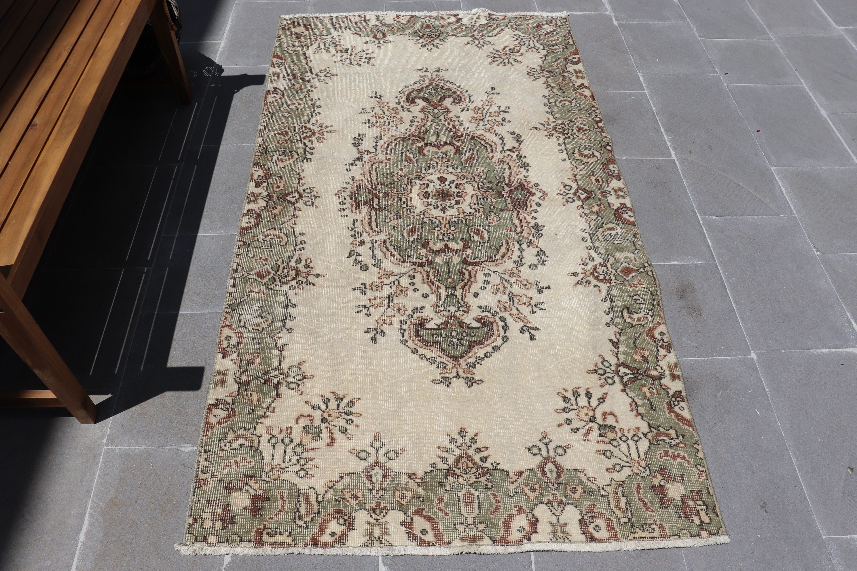 Wool Rugs, Cool Rug, Turkish Rug, Rugs for Dining Room, Vintage Rugs, 3.6x6.7 ft Area Rug, Turkey Rug, Kitchen Rug, Beige Bedroom Rug