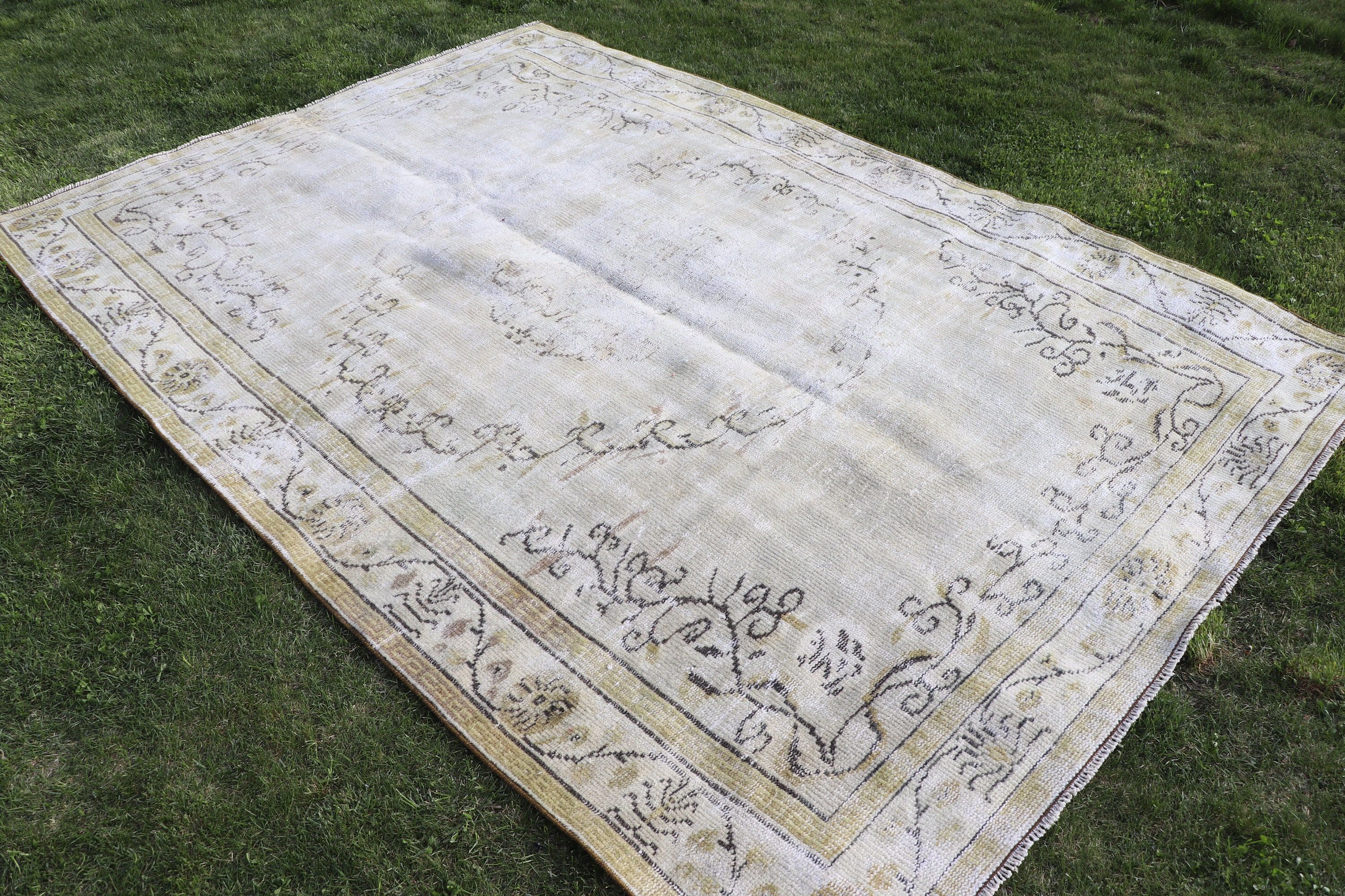 Turkish Rugs, Bedroom Rugs, Beige Flatweave Rugs, Modern Rug, Living Room Rugs, 5.9x8.7 ft Large Rugs, Vintage Rug, Boho Rugs