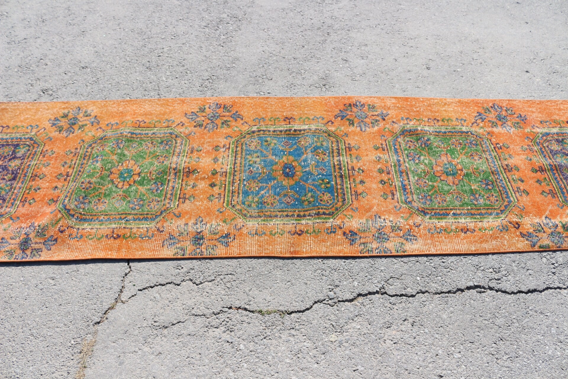 Orange  2.7x10.2 ft Runner Rugs, Turkish Rugs, Stair Rugs, Handmade Rug, Oriental Rug, Kitchen Rugs, Vintage Rug, Moroccan Rug