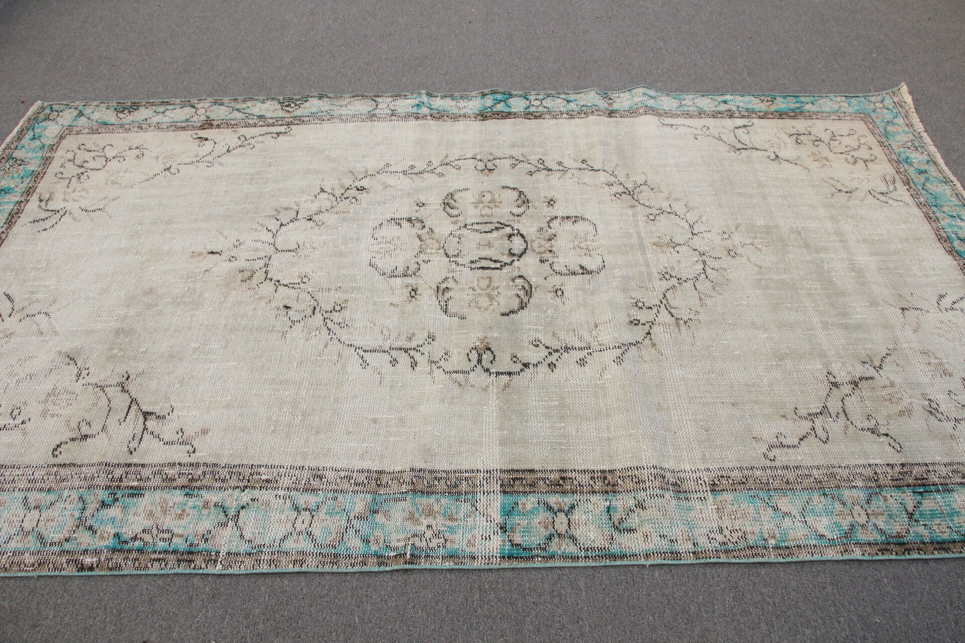 Oushak Halı, 5.4x9.1 ft Büyük Halı, Yemek Odası Halısı, Türk Halısı, Bej Oryantal Halı, Yatak Odası Halısı, Özel Halılar, Vintage Halılar