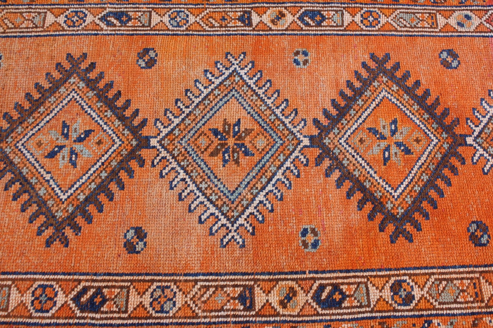 Kitchen Rugs, Home Decor Rug, Stair Rug, Vintage Rug, Orange Anatolian Rug, 3.1x10.5 ft Runner Rug, Bright Rugs, Oushak Rug, Turkish Rug