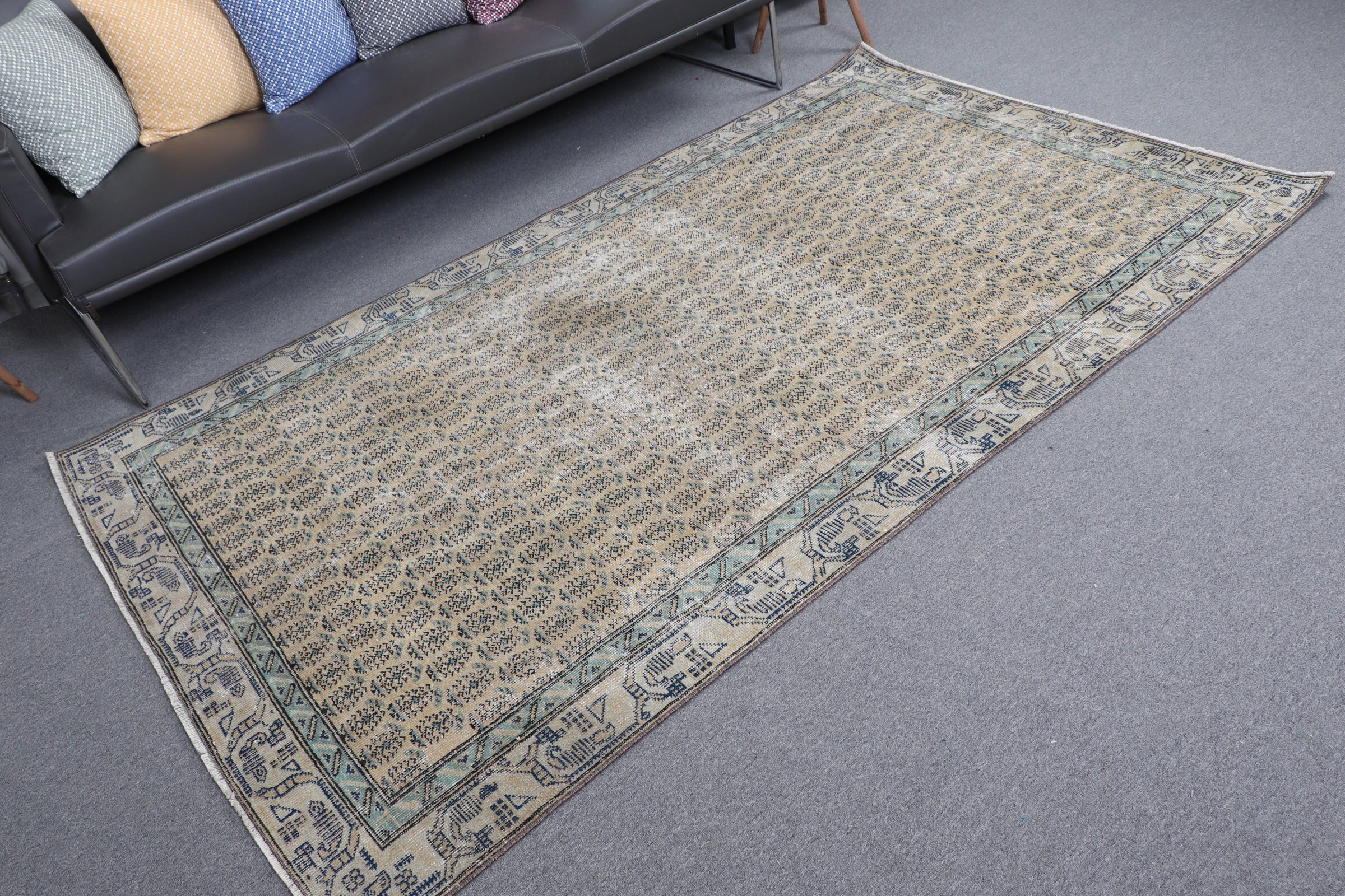 Floor Rug, Vintage Rug, Living Room Rug, Oushak Rugs, Bright Rug, Bedroom Rug, Gray Home Decor Rugs, Turkish Rugs, 4.8x8.1 ft Area Rugs