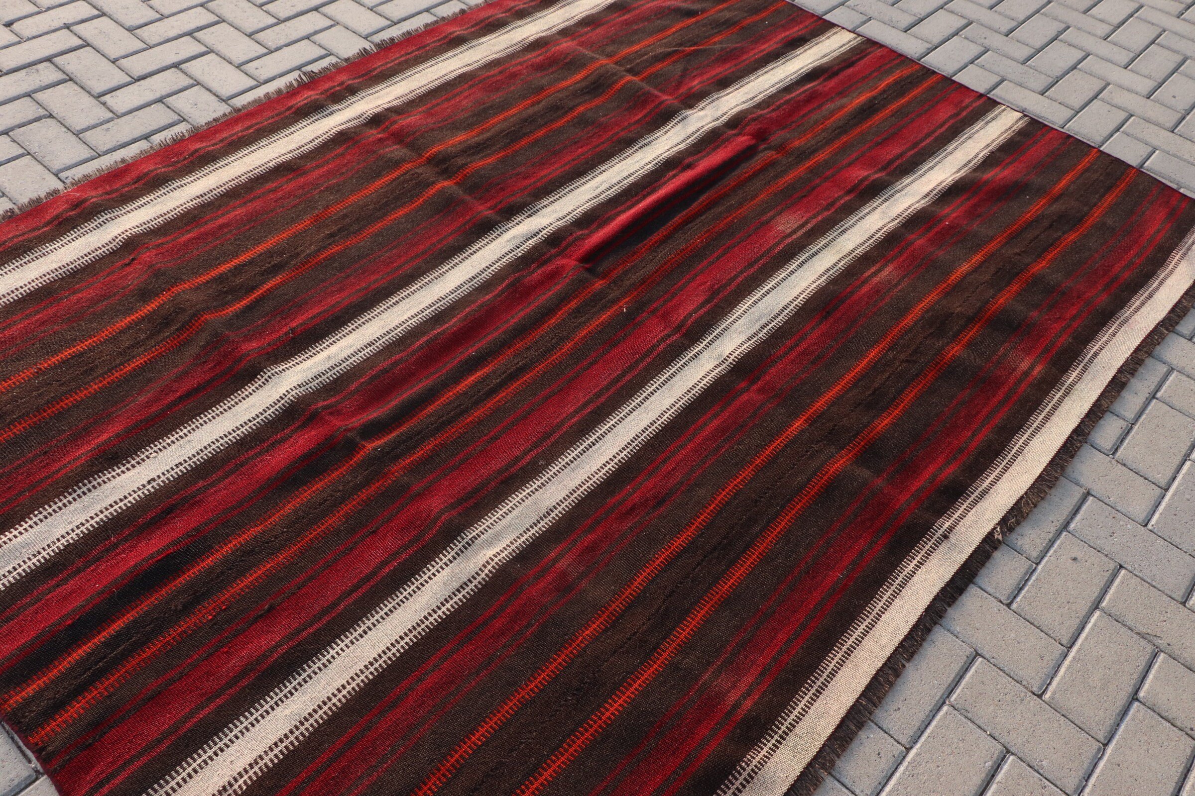 Brown Cool Rug, Bedroom Rug, Turkish Rug, Kilim, 8x5.8 ft Large Rugs, Dorm Rugs, Vintage Rug, Dining Room Rug, Anatolian Rug