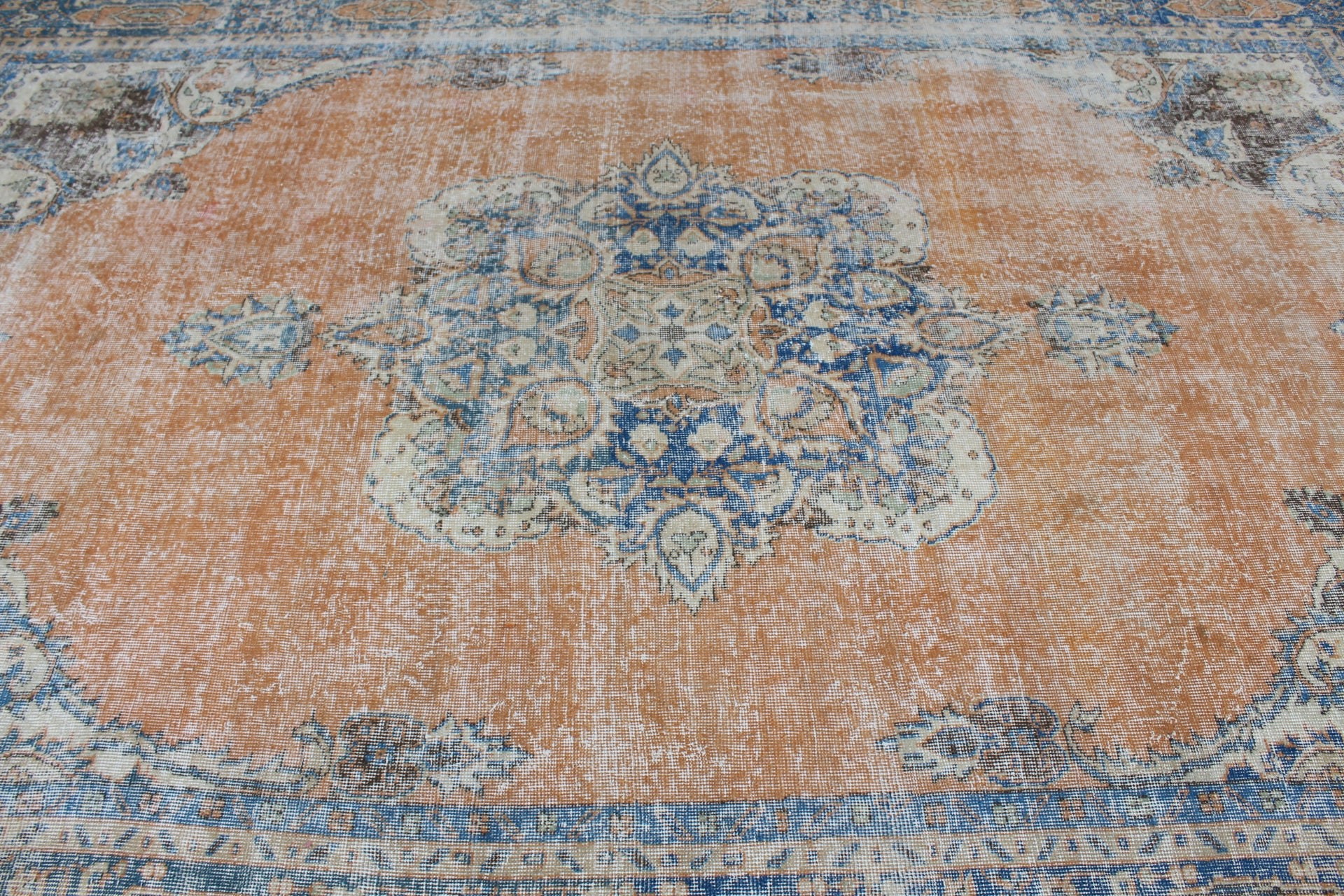 6.9x10.7 ft Oversize Rug, Turkish Rug, Salon Rugs, Vintage Rug, Oriental Rug, Saloon Rug, Floor Rugs, Home Decor Rug, Orange Home Decor Rug