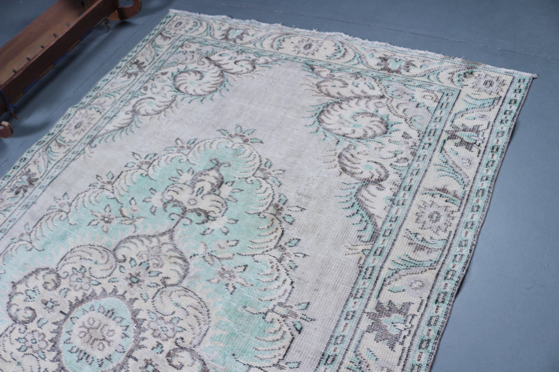 Vintage Halı, Fas Halısı, Yemek Odası Halısı, Yeşil Anadolu Halıları, Boho Halısı, Türk Halısı, Yün Halıları, 5.9x9.8 ft Büyük Halı, Oturma Odası Halıları