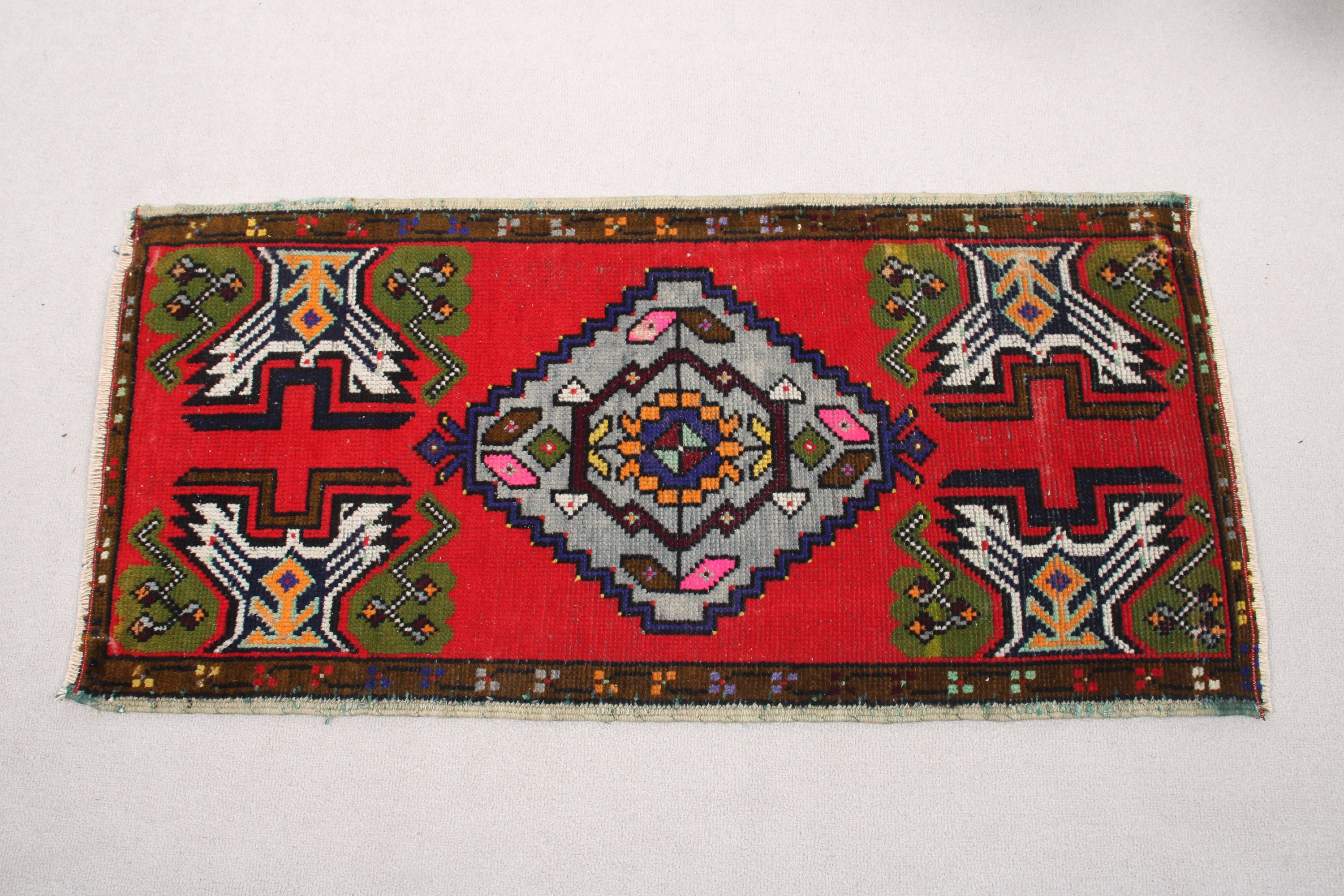 Ofis Halıları, Vintage Halı, Kırmızı Geometrik Halı, Lüks Halı, Ev Dekorasyonu Halısı, Mutfak Halıları, Türk Halısı, Küçük Boho Halısı, 1.7x3.4 ft Küçük Halılar