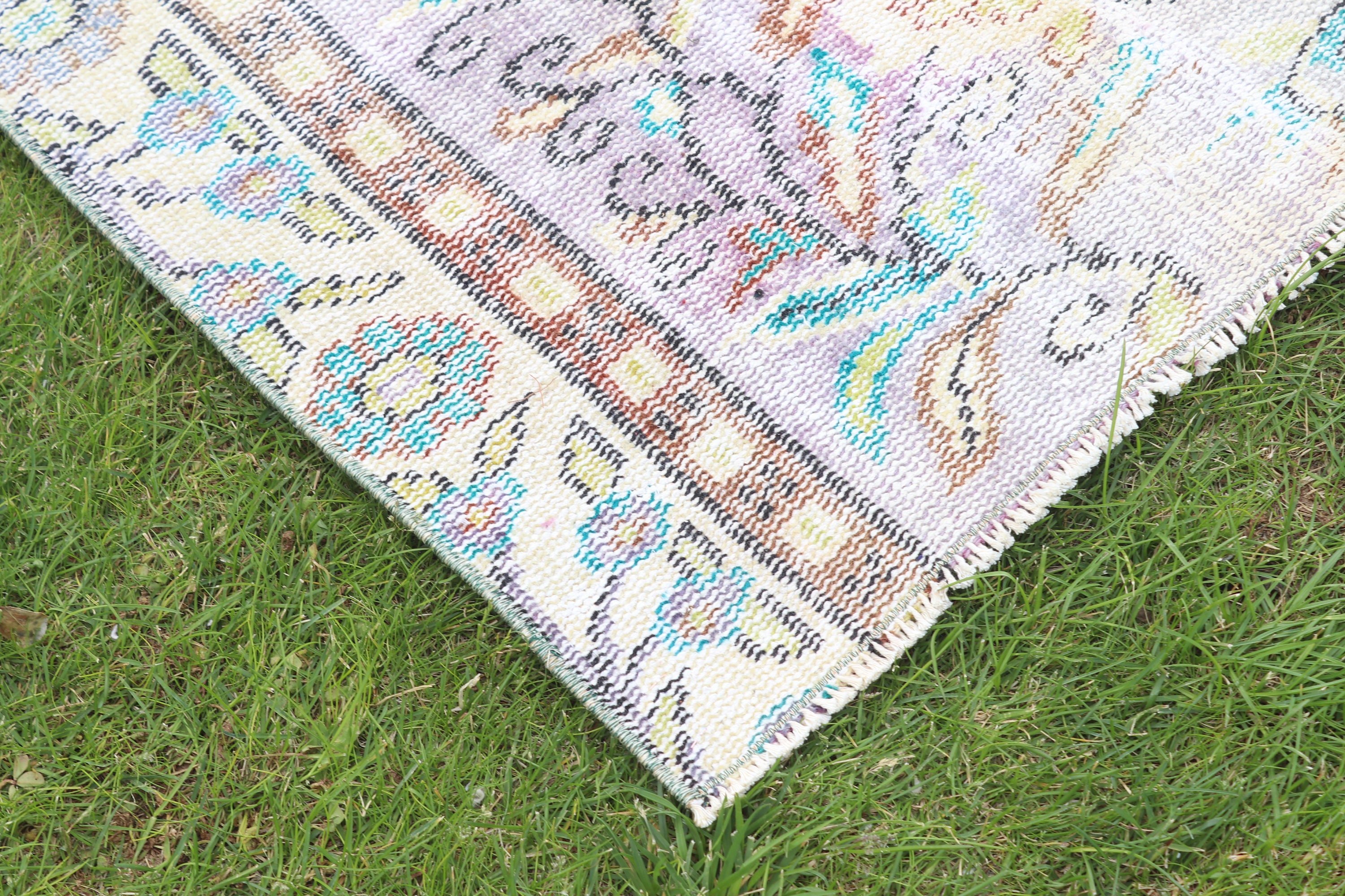 2.5x7.4 ft Runner Halı, Bej Fas Halıları, Modern Halılar, Türk Halısı, Vintage Halı, Koridor Halısı, Merdiven Halıları, Düz Dokuma Halı, Nötr Halı