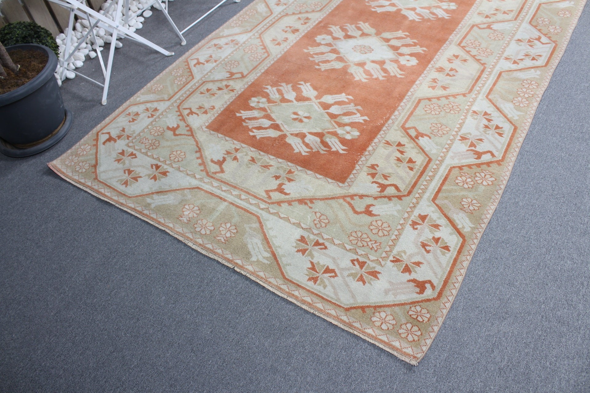 Beige Moroccan Rugs, Vintage Rugs, Boho Rug, Turkish Rug, Salon Rugs, Antique Rug, Home Decor Rug, Bedroom Rug, 5.1x7.9 ft Large Rugs