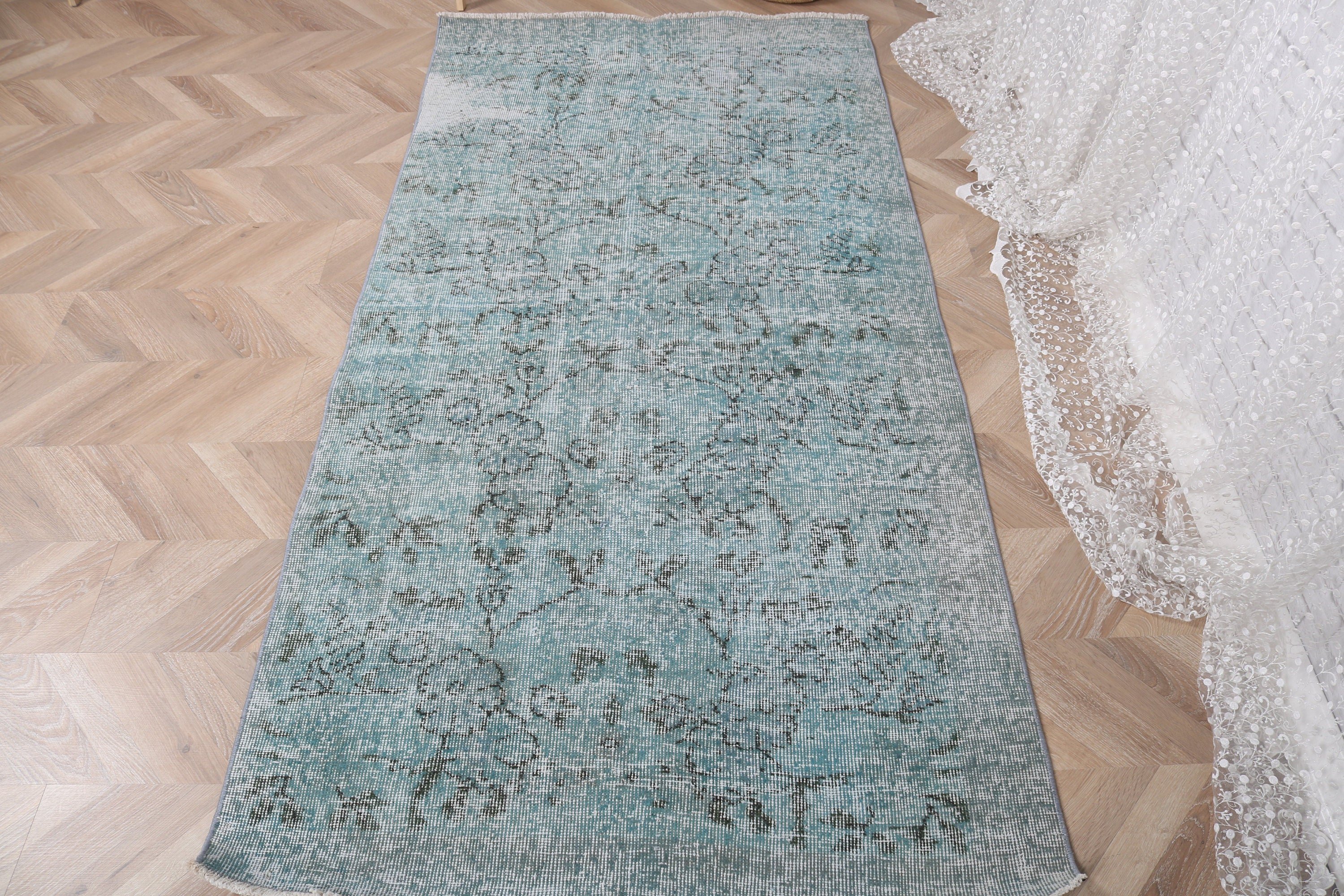 Turkish Rug, Green Oriental Rug, Entry Rugs, Statement Rugs, Vintage Rug, Vintage Accent Rugs, Aztec Rug, 3.4x6.8 ft Accent Rug, Luxury Rug