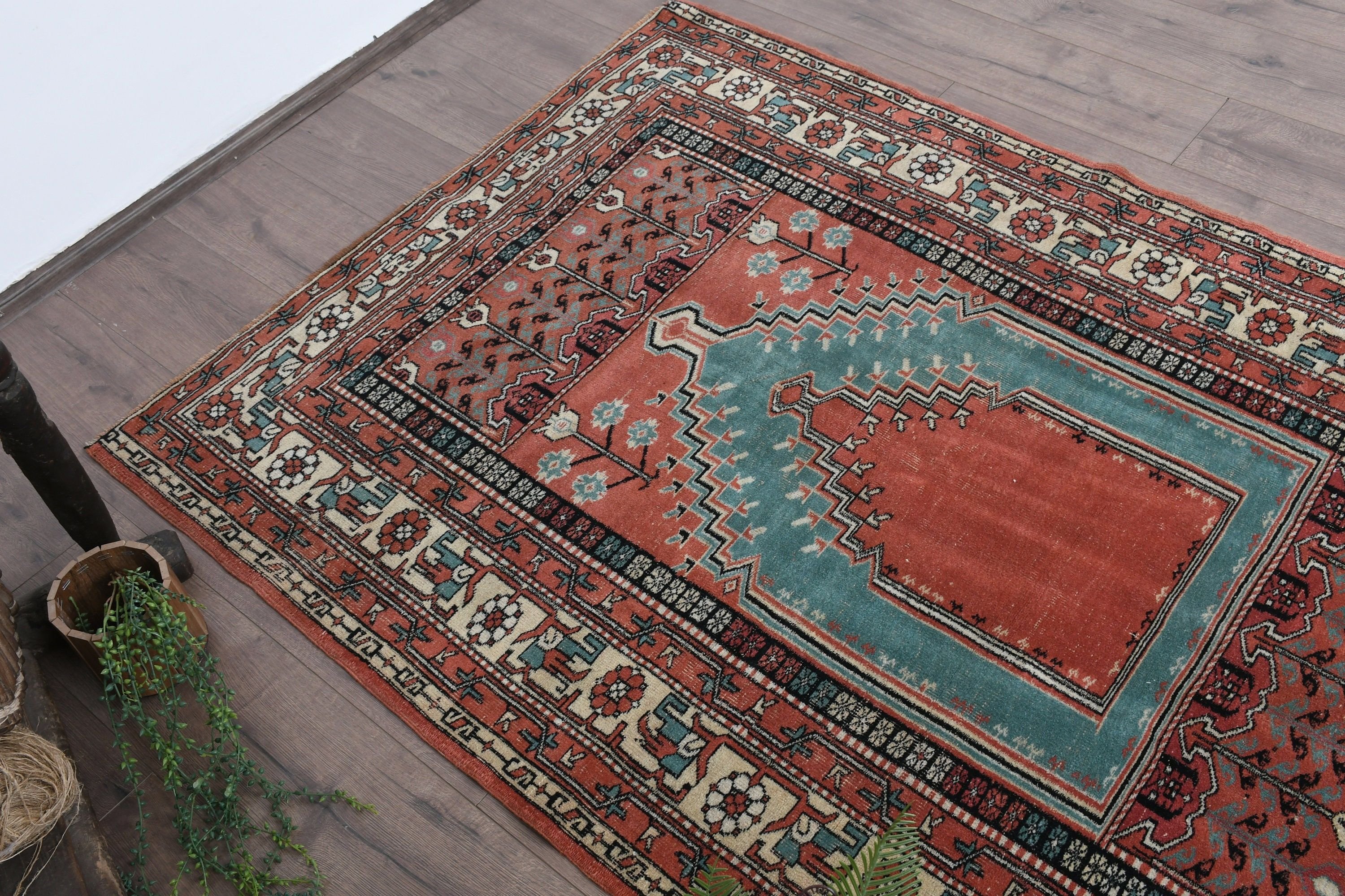 Red Cool Rugs, 4.1x5.5 ft Accent Rug, Kitchen Rugs, Entry Rugs, Turkish Rug, Rugs for Entry, Vintage Rug, Bedroom Rugs, Anatolian Rug