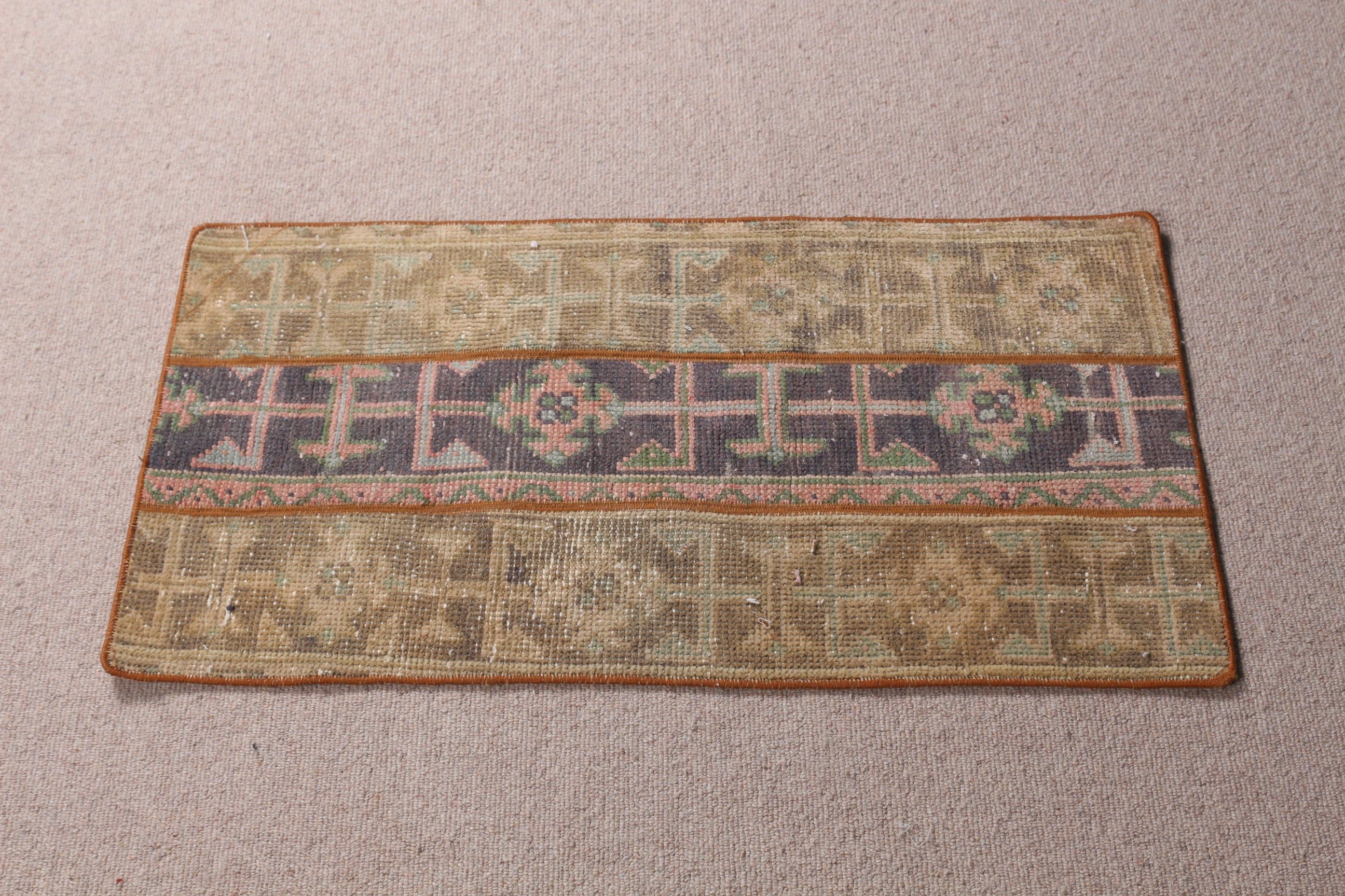 Eclectic Rug, Kitchen Rugs, Vintage Rug, 1.6x3.1 ft Small Rugs, Bathroom Rug, Brown Floor Rug, Turkish Rug, Rugs for Bath, Moroccan Rug