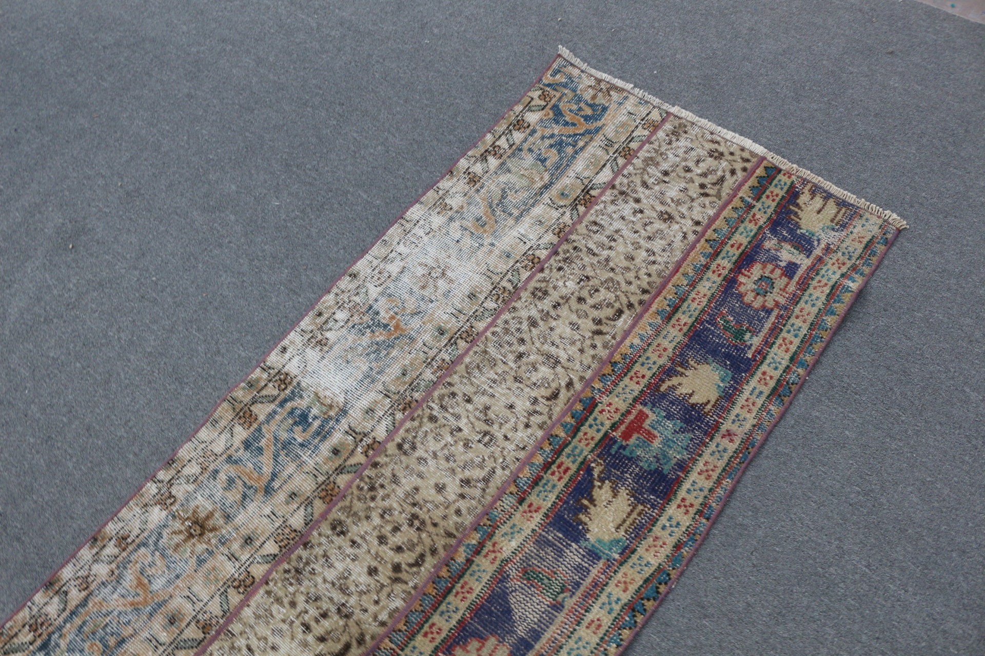 Blue Wool Rug, Floor Rug, Organic Rugs, Kitchen Rugs, 2.5x7.4 ft Runner Rug, Vintage Rug, Turkish Rug, Rugs for Corridor