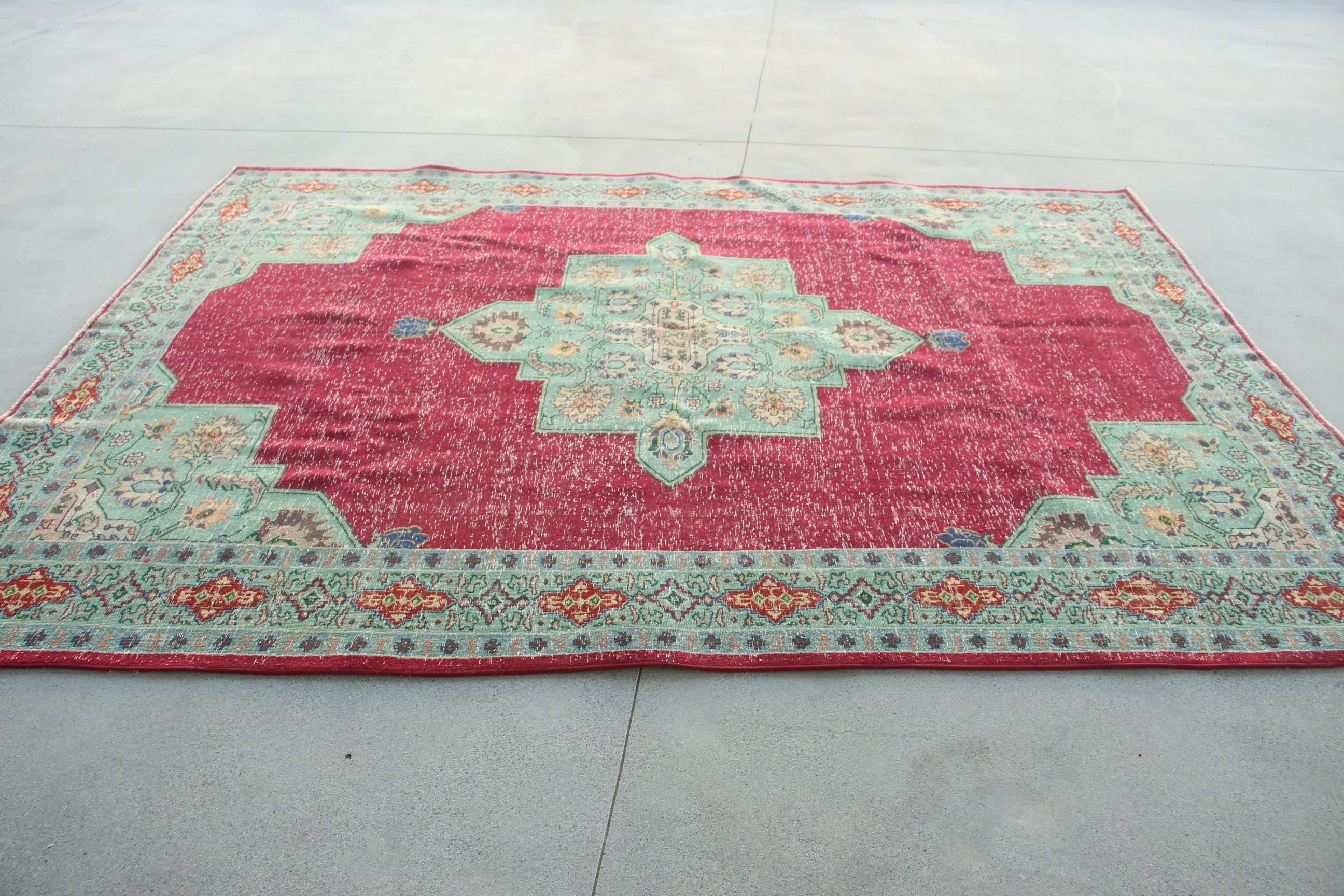 Boho Rug, Saloon Rugs, Oriental Rugs, Oversize Turkish Rug, Vintage Rugs, Turkish Rugs, 7.4x10 ft Oversize Rugs, Red Oriental Rugs