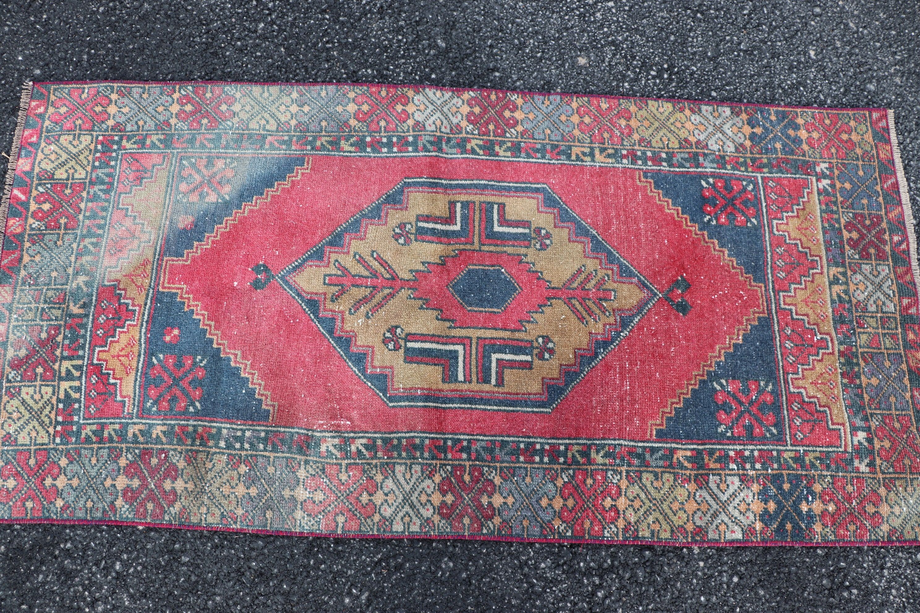 Turkish Rug, Anatolian Rugs, Rugs for Bath, Wall Hanging Rugs, Wool Rug, Red  2.7x5.3 ft Small Rug, Vintage Rug, Kitchen Rug