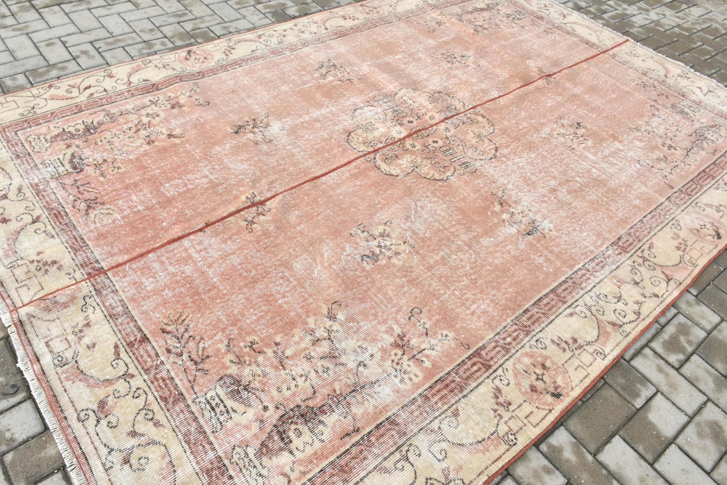 Moroccan Rugs, Antique Rug, Vintage Rug, Bedroom Rug, 6.8x10.2 ft Large Rugs, Salon Rugs, Turkish Rug, Rugs for Bedroom, Beige Antique Rug