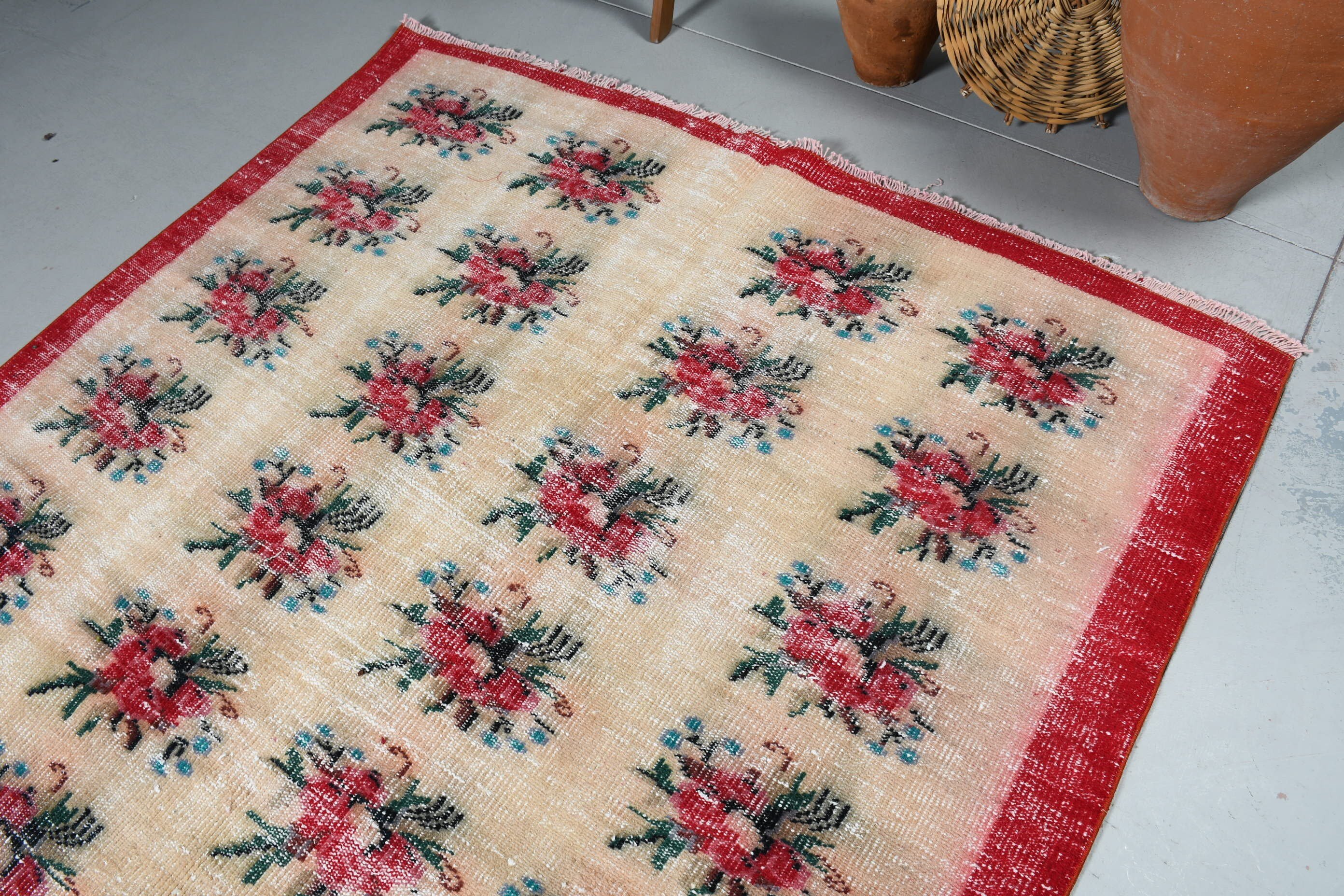 Living Room Rug, Turkish Rugs, Rugs for Dining Room, Beige Floor Rugs, Vintage Rug, Salon Rug, 5.8x7.5 ft Large Rugs, Cool Rugs, Wool Rug